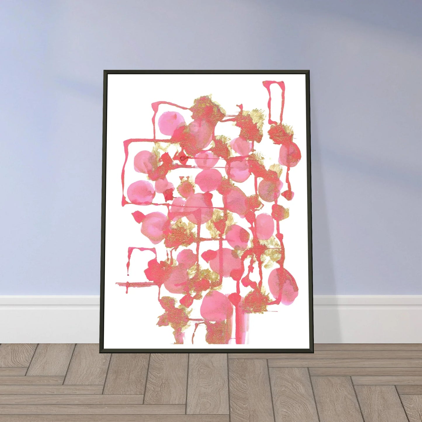 Classic Semi-Glossy Paper Metal Framed Poster Reseau Framboise - Laure Leprince - Artiste Peintre