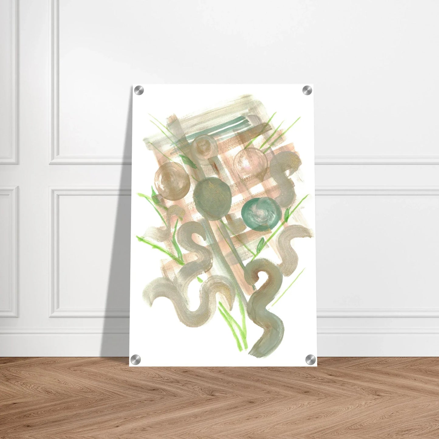 Impression sur acrylique brillante Moss Geometry | Art contemporain par Laure Leprince - Laure Leprince - Artiste Peintre