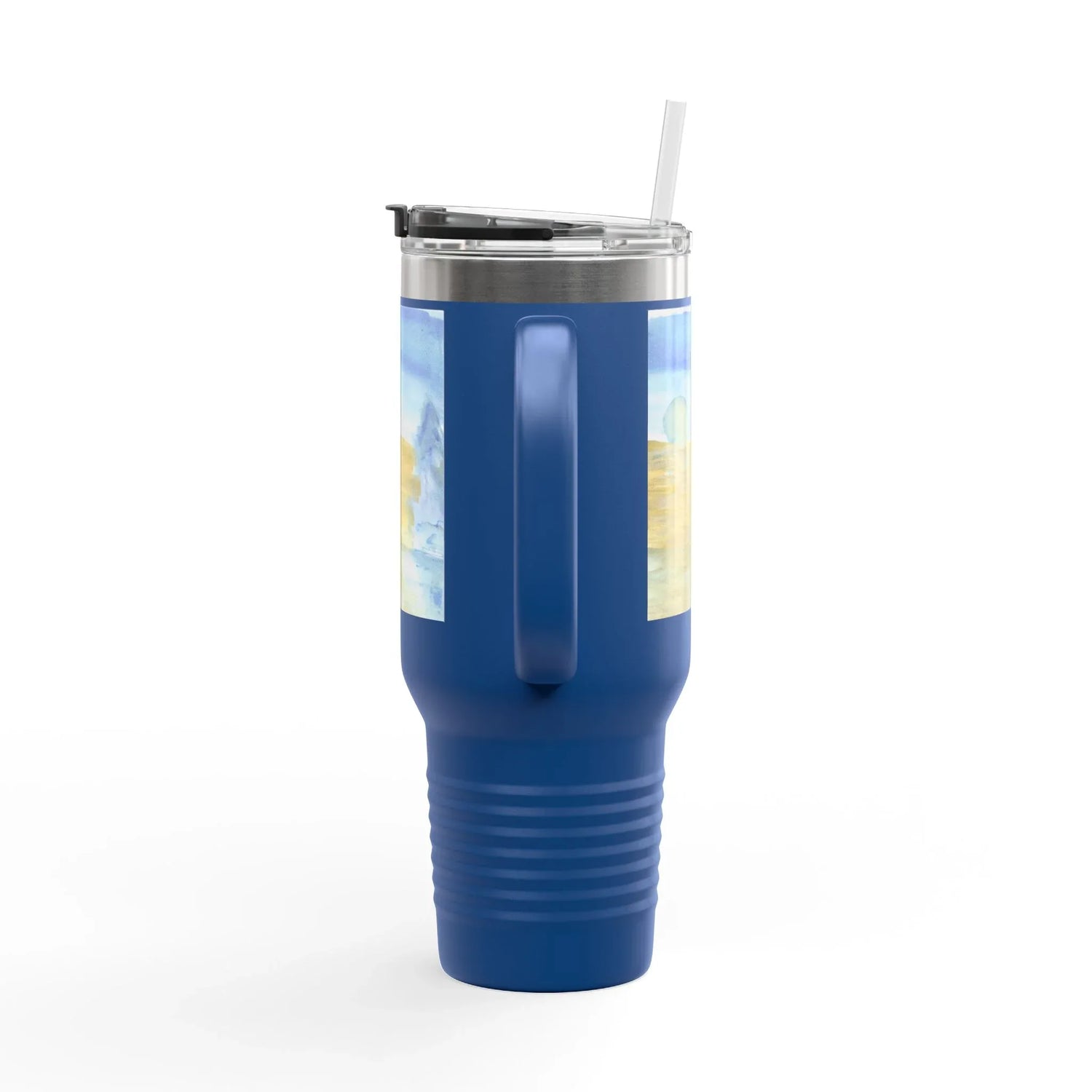 40oz Insulated Travel Mug – Blue Horizon Watercolor Design - Laure Leprince - Artiste Peintre