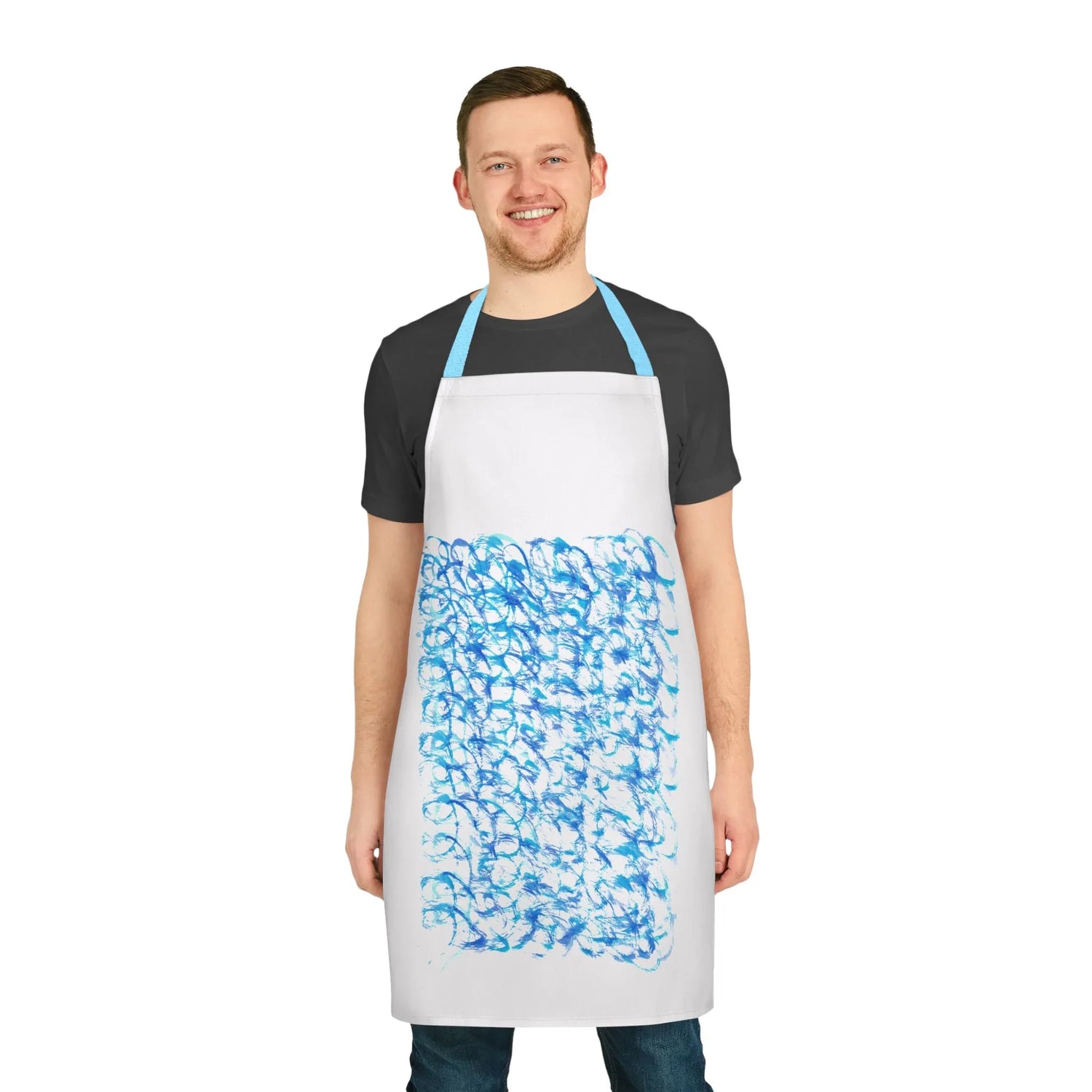 Abstract Apron Blue Waves – Artistic Kitchen Chef Gift - Laure Leprince - Artiste Peintre