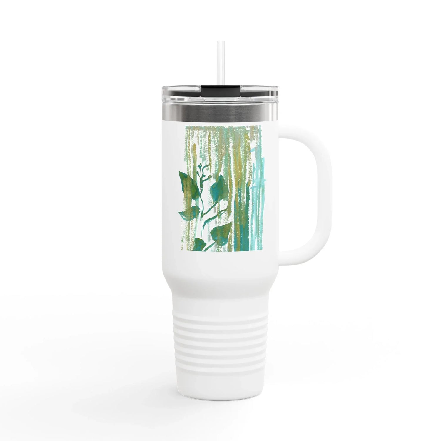 40oz Insulated Travel Mug – Veine Verte Watercolor Design - Laure Leprince - Artiste Peintre