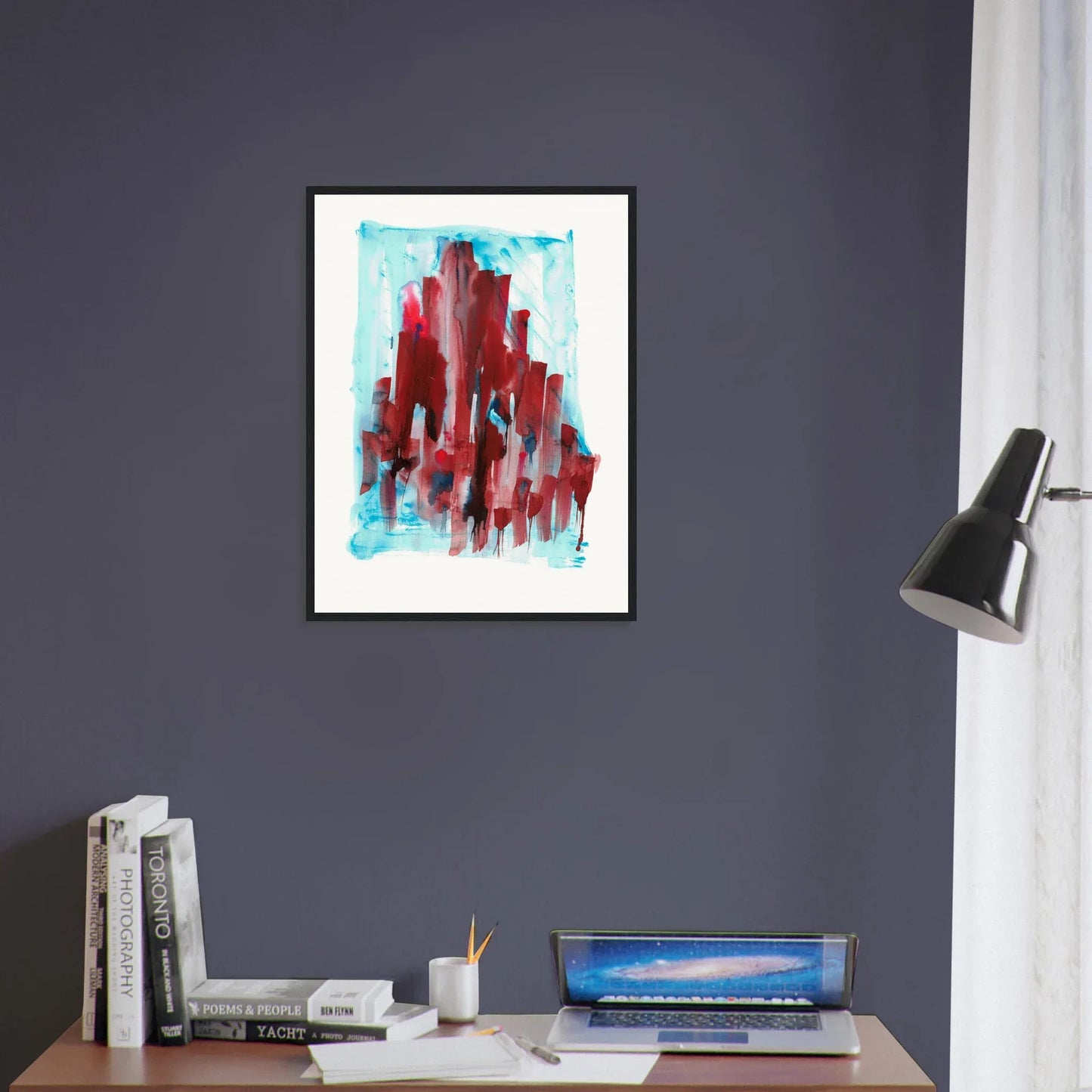 Affiche Encadrée Museum-Quality Matte Paper Wooden Framed Crimson Tower - Laure Leprince - Artiste Peintre