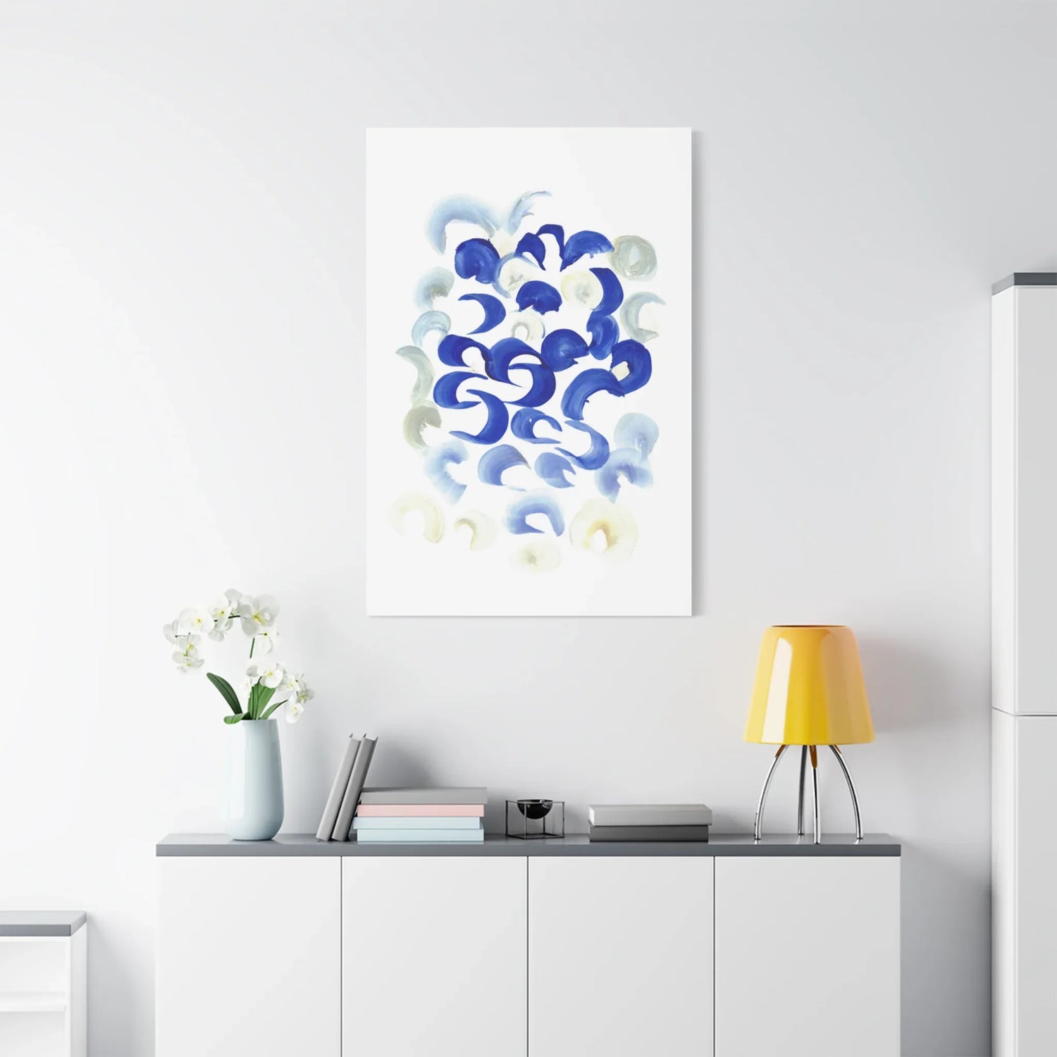 Abstract Blue Swirls Brushstroke Canvas Print — Modern Coastal Wall Art - Laure Leprince - Artiste Peintre