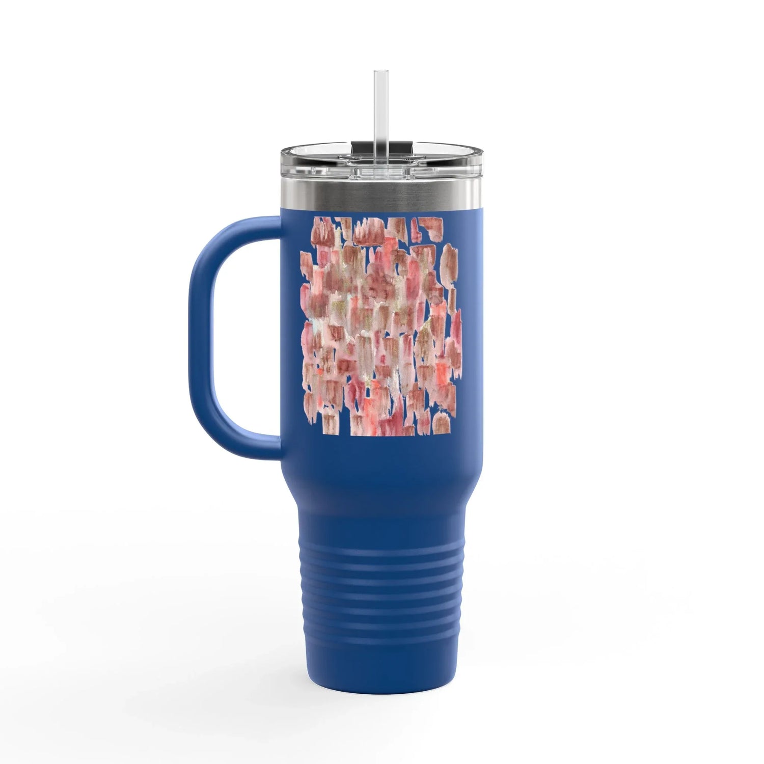 40oz Insulated Travel Mug – Terracotta Waves Watercolor Design - Laure Leprince - Artiste Peintre