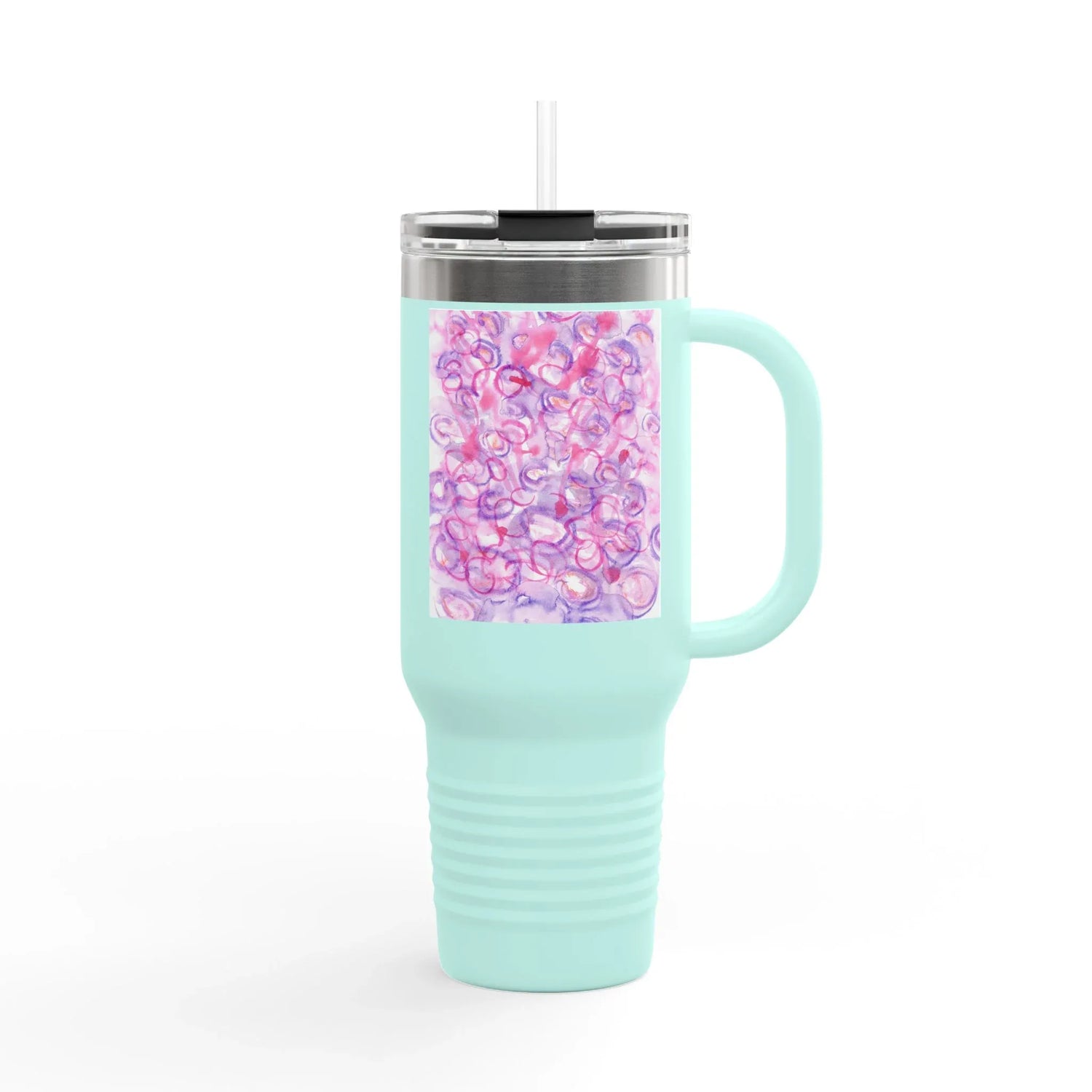 40oz Insulated Travel Mug – Floraison Intime Watercolor Design - Laure Leprince - Artiste Peintre