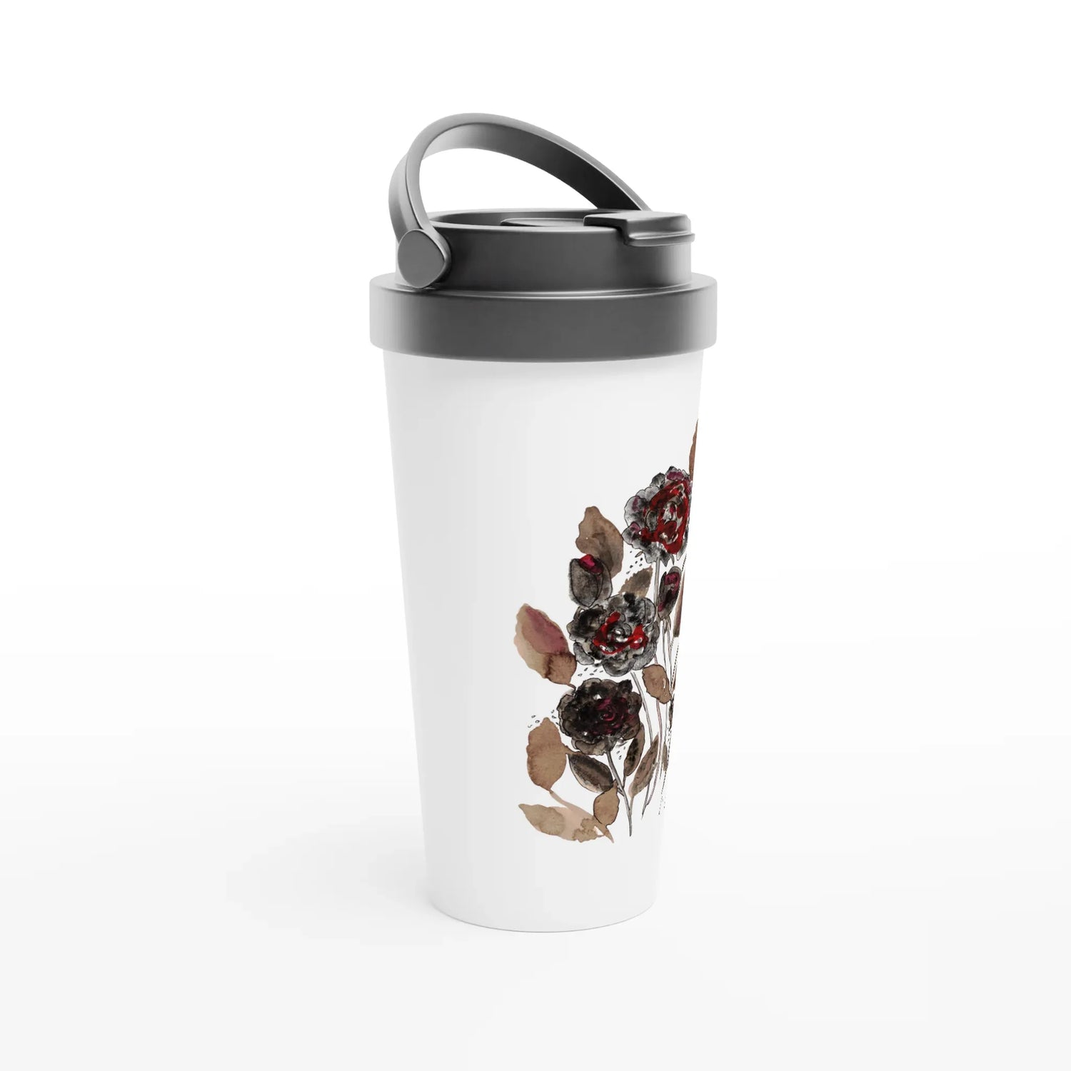 Mug de voyage blanc en acier inoxydable Automne – 44 cl | Élégant, pratique et isotherme - Laure Leprince - Artiste Peintre