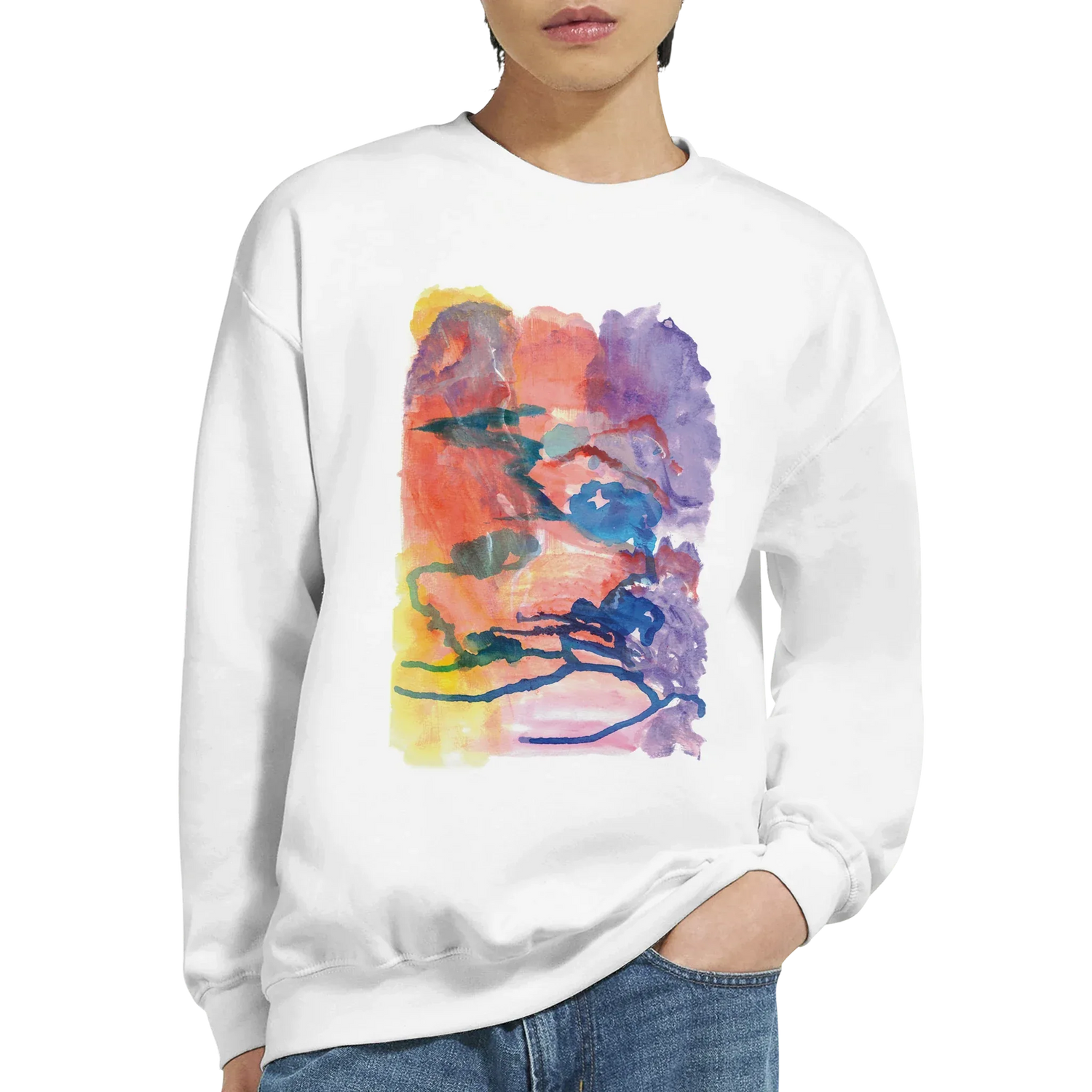 Sweatshirt Unisexe Classique Neon mirage – Impression Artistique Multicolore - Laure Leprince - Artiste Peintre