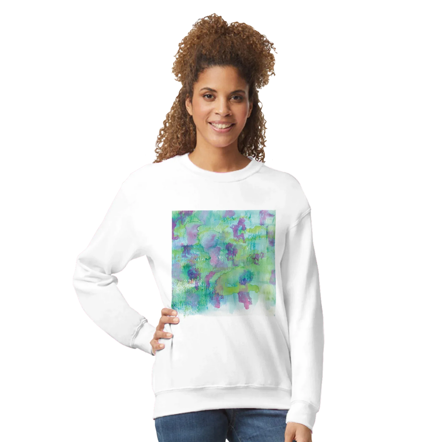 Sweatshirt Unisexe Classique Eclosions Sauvages – Impression Artistique Multicolore | Premium Cotton Blend - Laure Leprince - Artiste Peintre