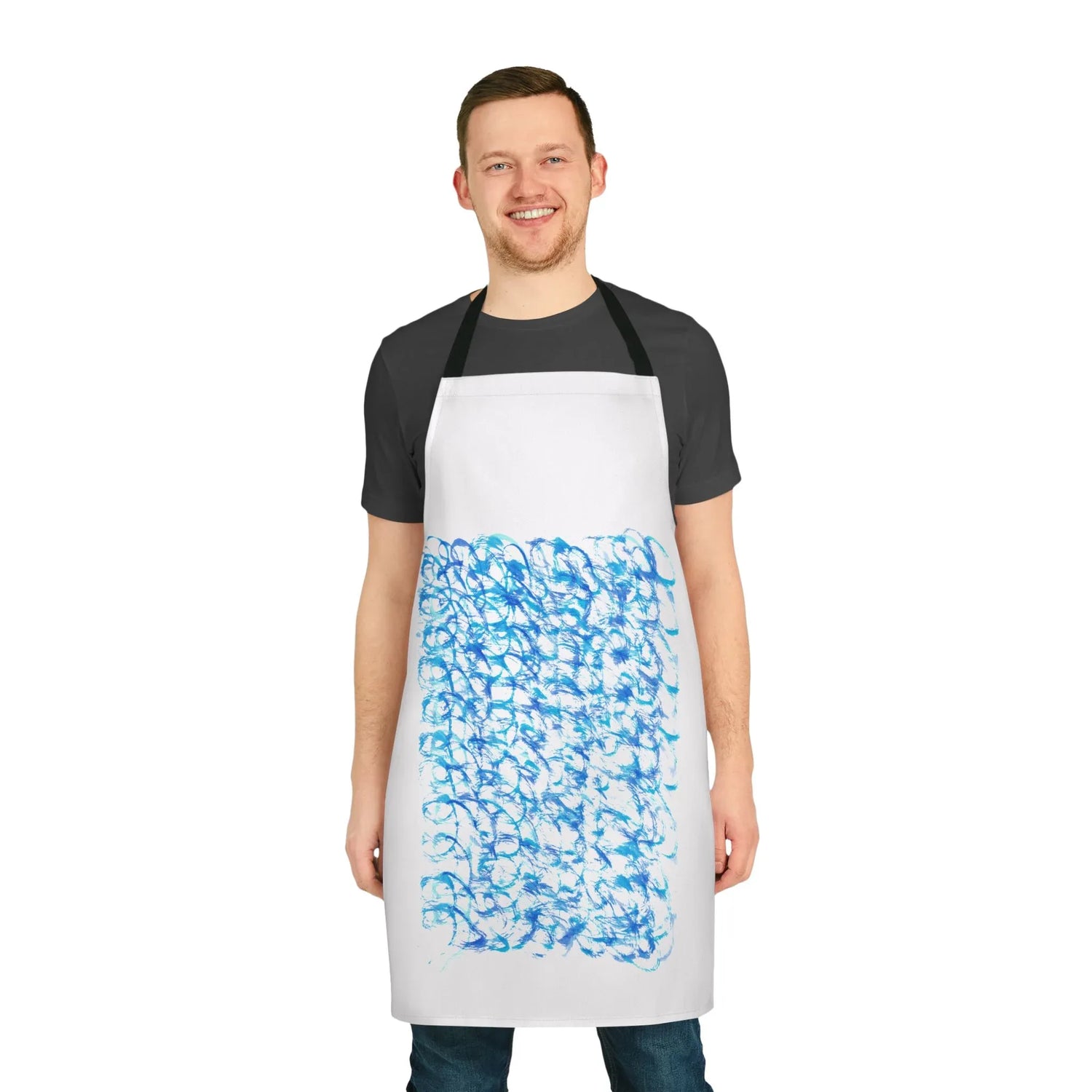 Abstract Apron Blue Waves – Artistic Kitchen Chef Gift - Laure Leprince - Artiste Peintre