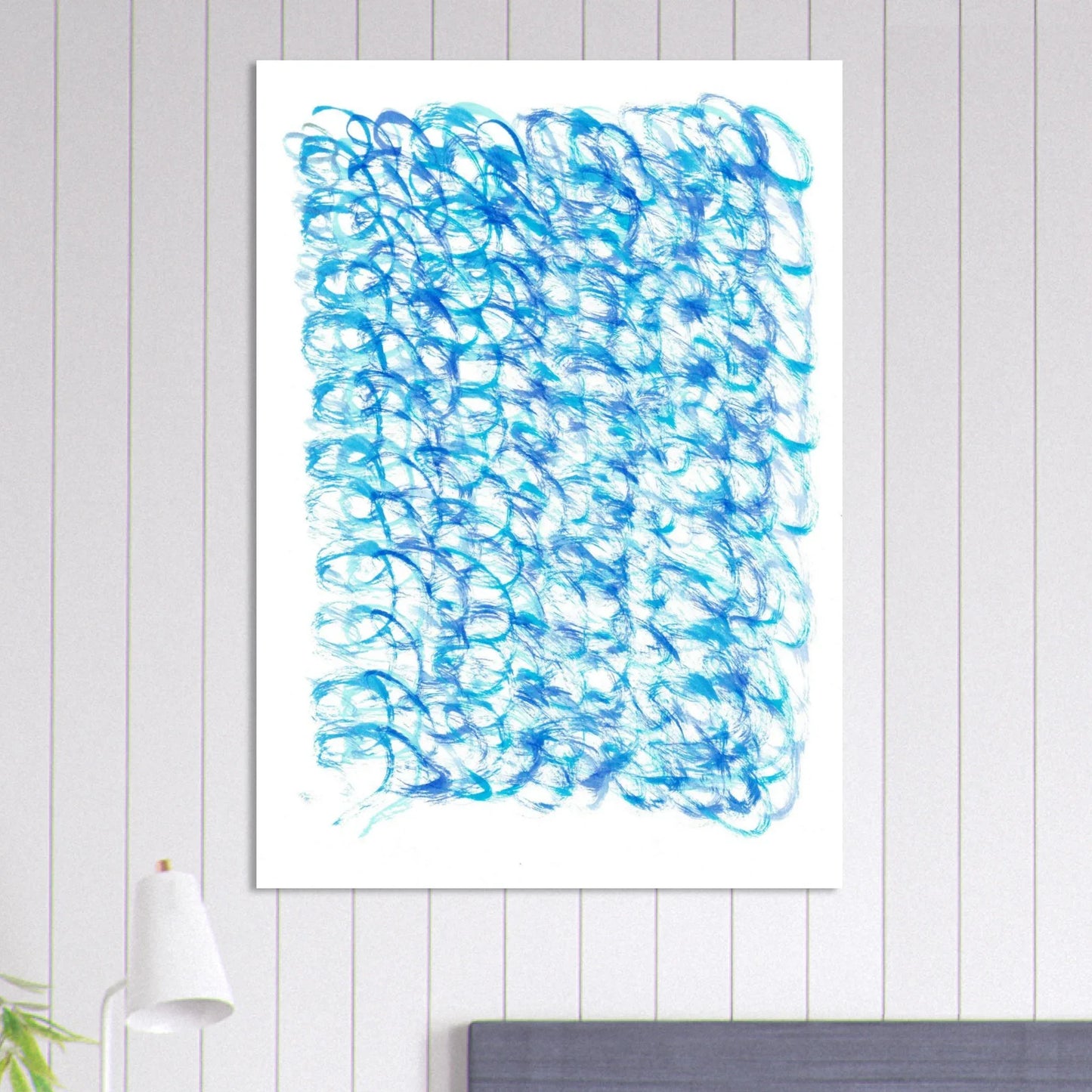 Oceanic Swirls Abstract Art Print – Premium Matte Paper Poster with Dynamic Blue Hues - Laure Leprince - Artiste Peintre