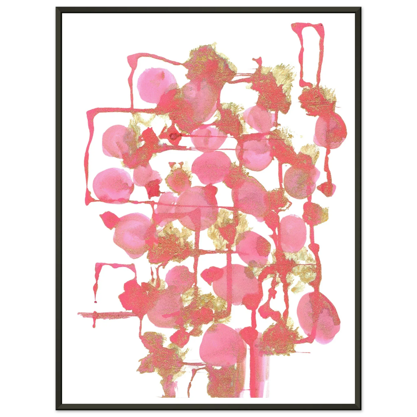 Classic Semi-Glossy Paper Metal Framed Poster Reseau Framboise - Laure Leprince - Artiste Peintre