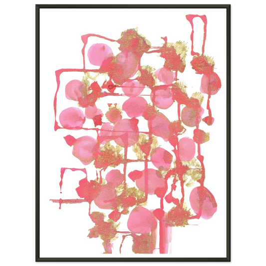 Classic Semi-Glossy Paper Metal Framed Poster Reseau Framboise - Laure Leprince - Artiste Peintre