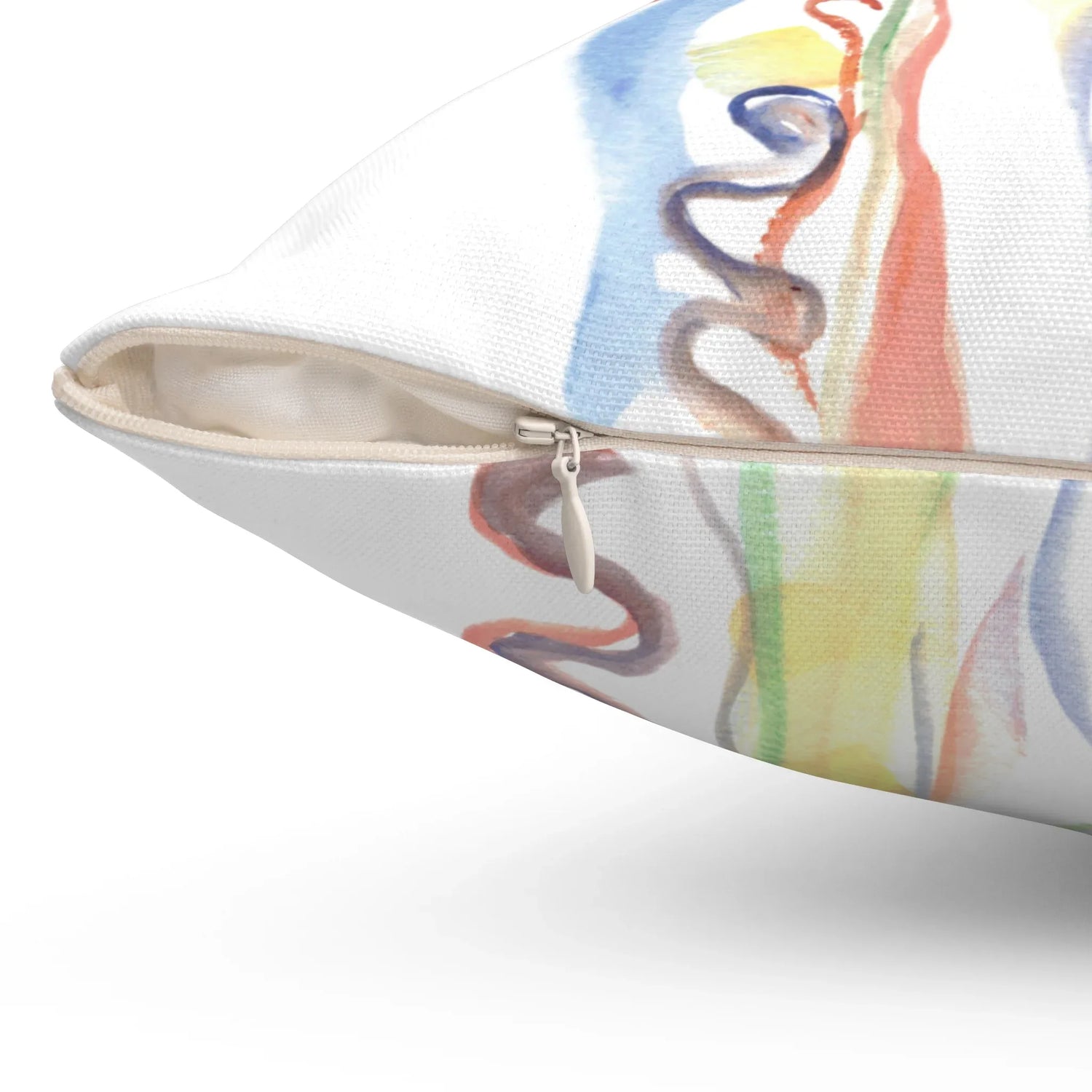 Square Throw Pillow Les Serpentins — Minimal Brushstroke Accent - Laure Leprince - Artiste Peintre