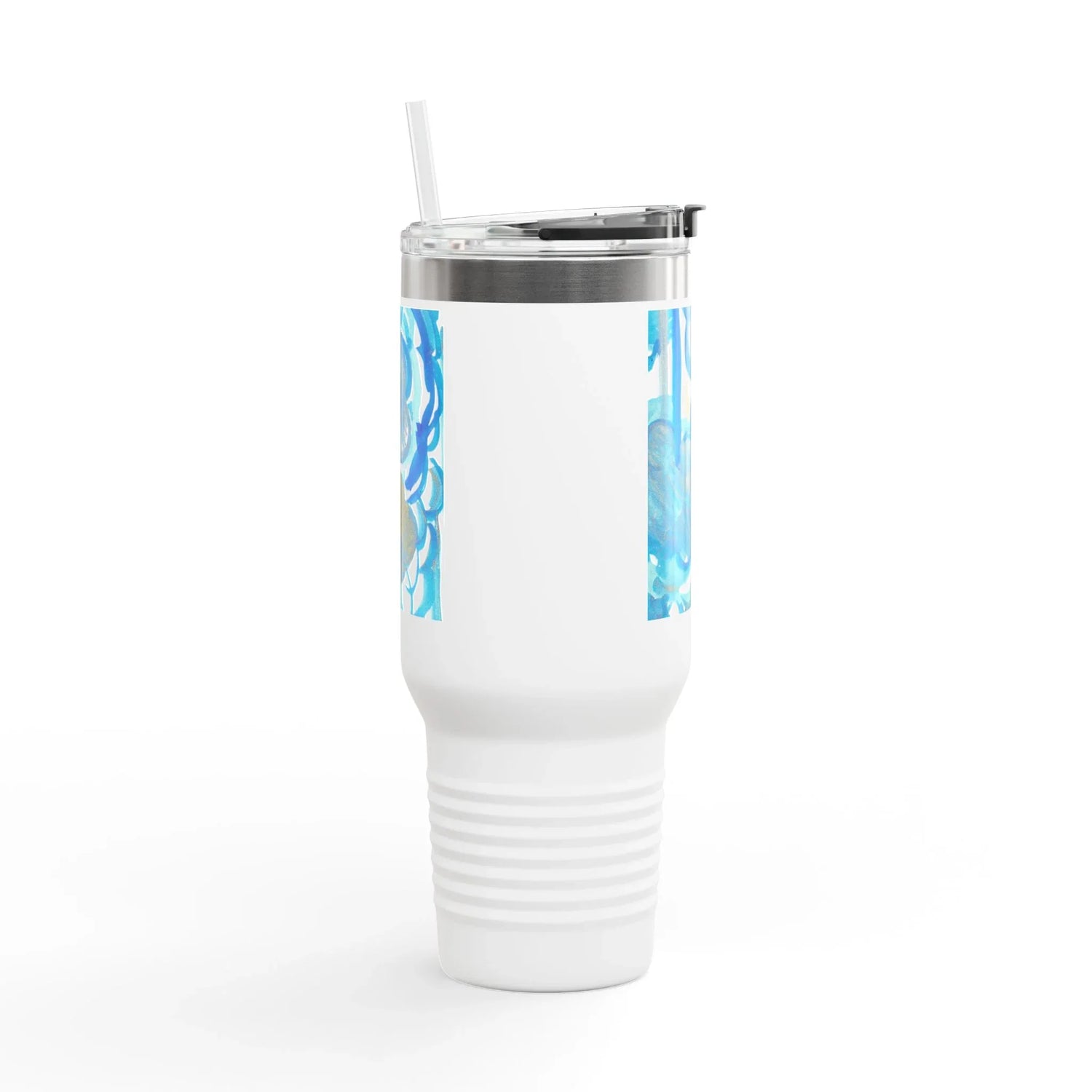 40oz Insulated Travel Mug – Ocean Bloom Watercolor Design - Laure Leprince - Artiste Peintre