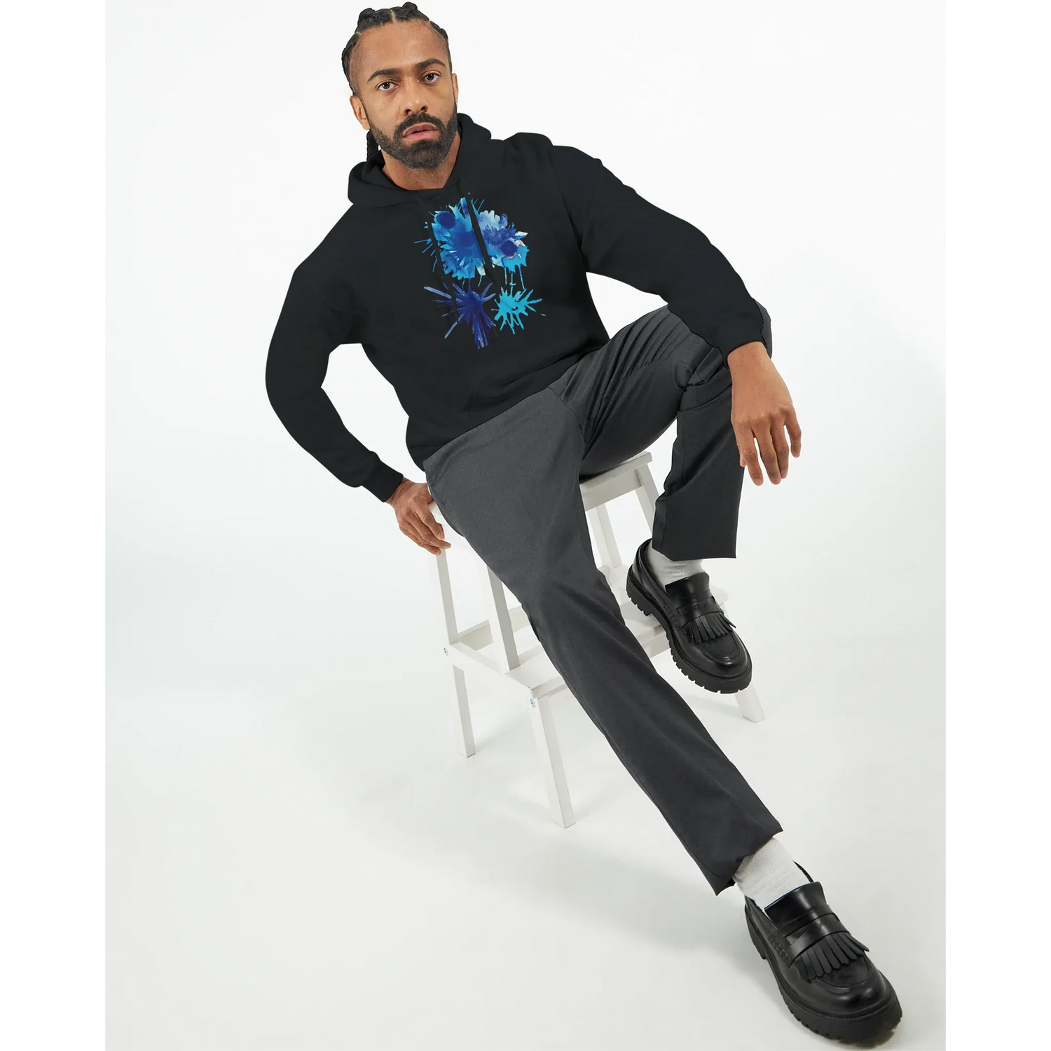 Sweat à capuche unisexe artistique bleuets| Gildan® 18500 - Laure Leprince - Artiste Peintre