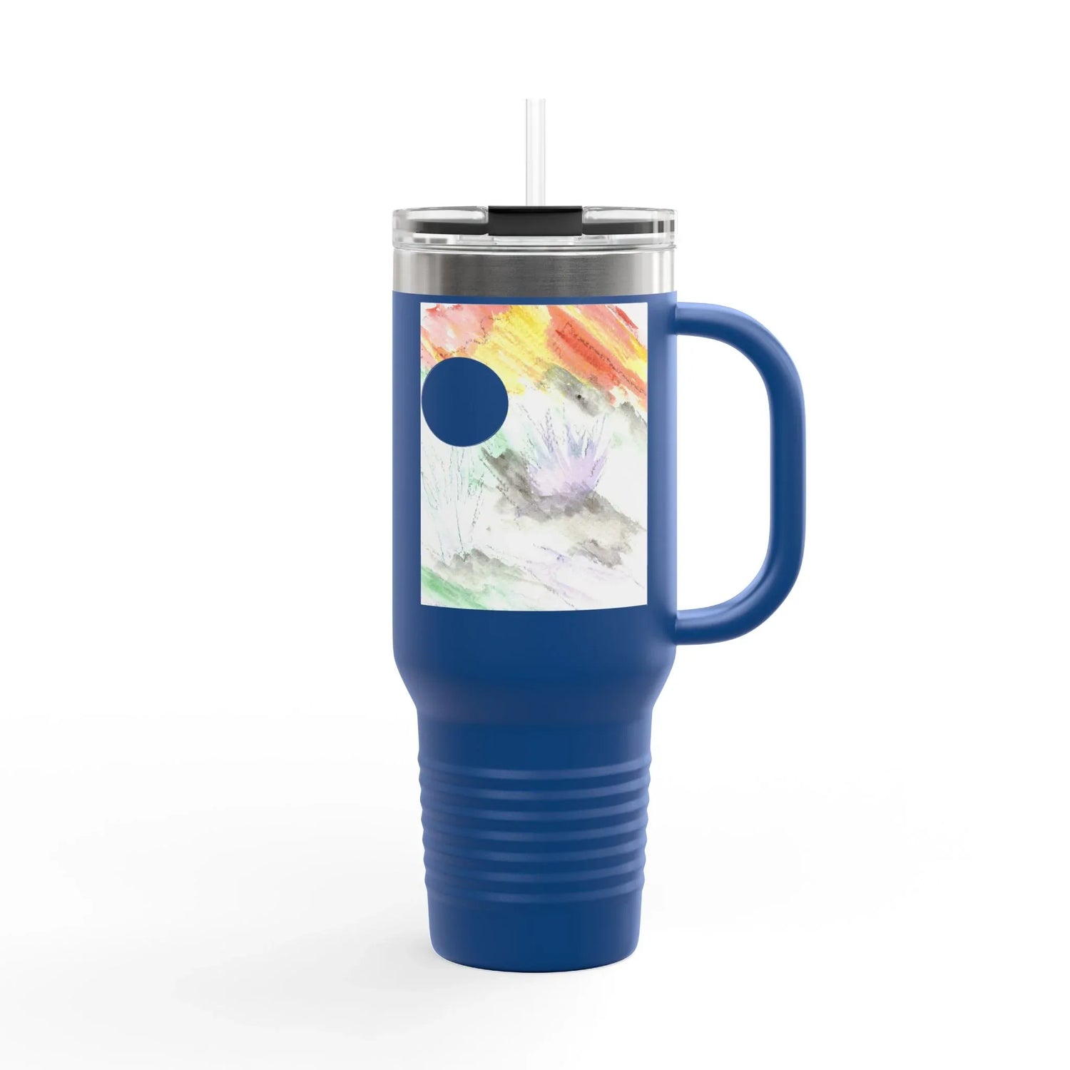40oz Insulated Travel Mug –Lavander Drift Watercolor Design - Laure Leprince - Artiste Peintre