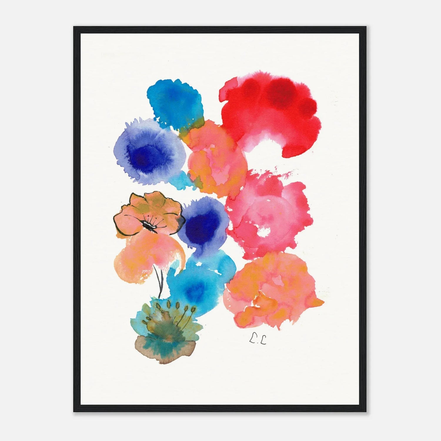 Museum-Quality Matte Paper Wooden Framed Poster Floraison pop - Laure Leprince - Artiste Peintre