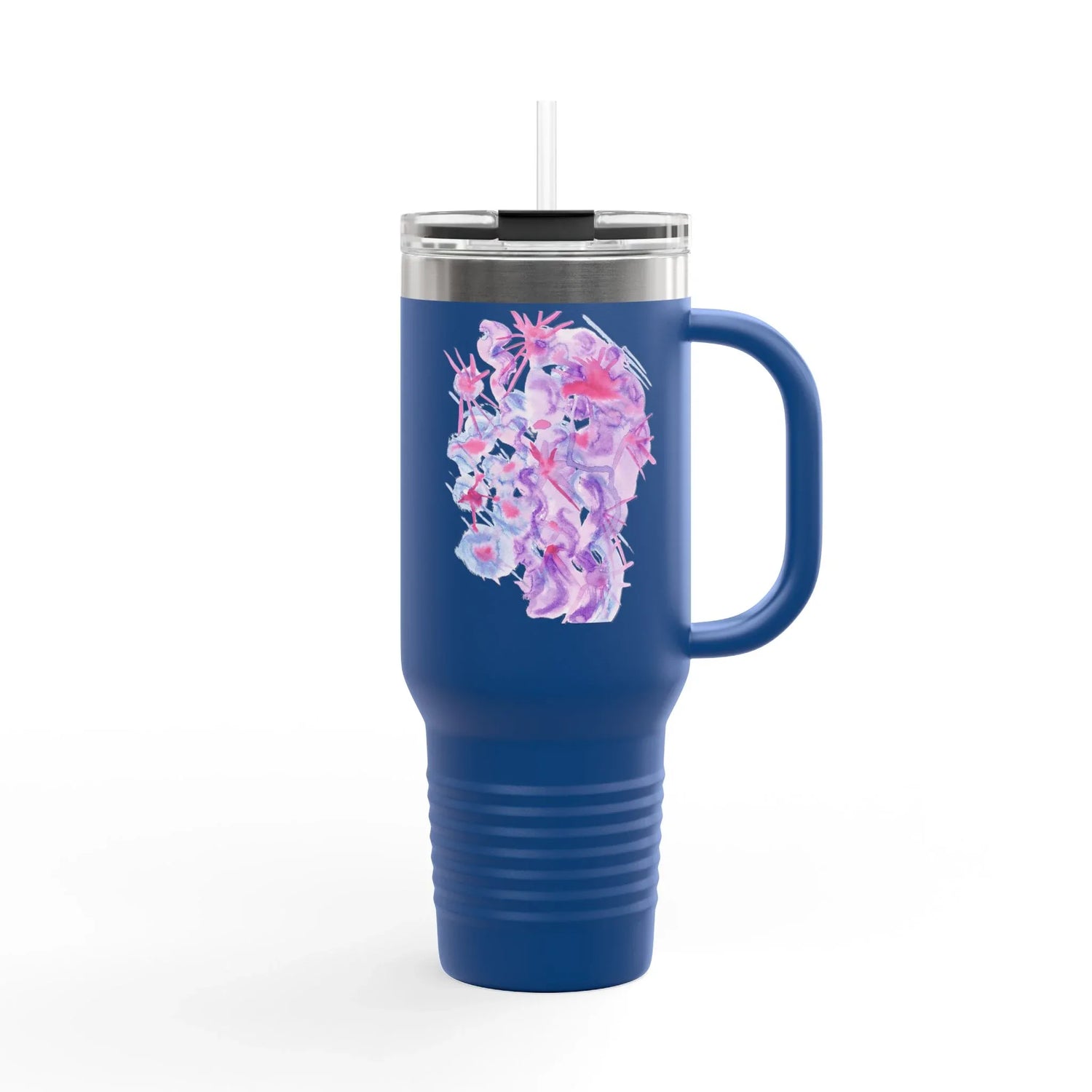 40oz Insulated Travel Mug – Nebuleuse Pourpre Watercolor Design - Laure Leprince - Artiste Peintre