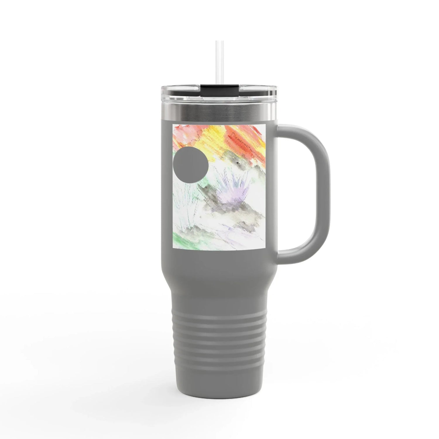 40oz Insulated Travel Mug –Lavander Drift Watercolor Design - Laure Leprince - Artiste Peintre
