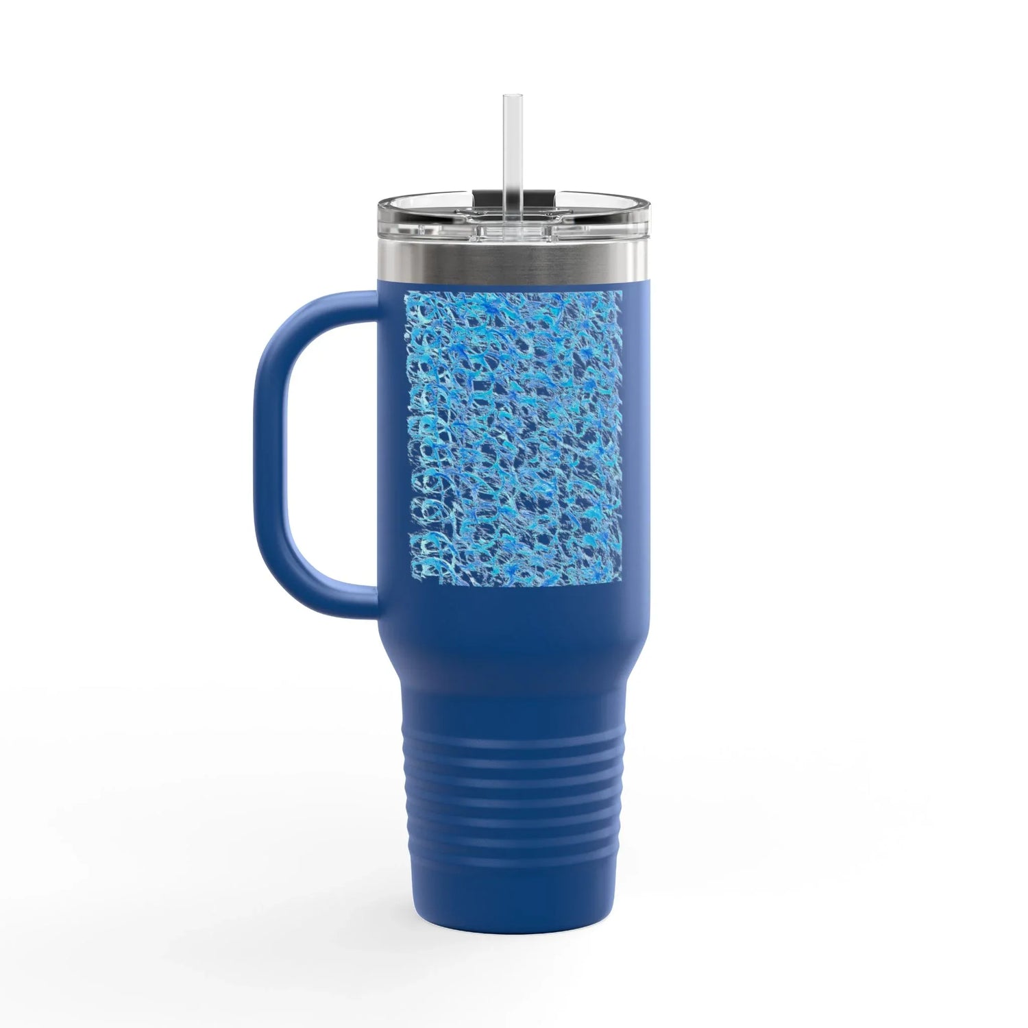 40oz Insulated Travel Mug – Blue Waves Watercolor Design - Laure Leprince - Artiste Peintre