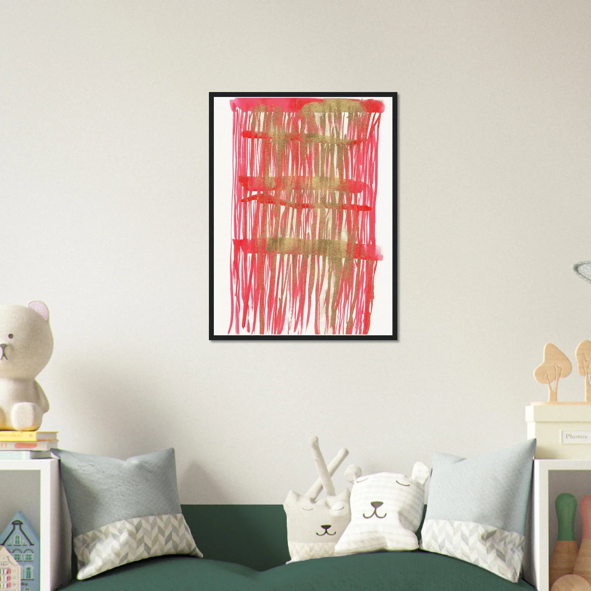 Affiche Encadrée Museum-Quality Matte Paper Wooden Framed Poste Red Waves - Laure Leprince - Artiste Peintre