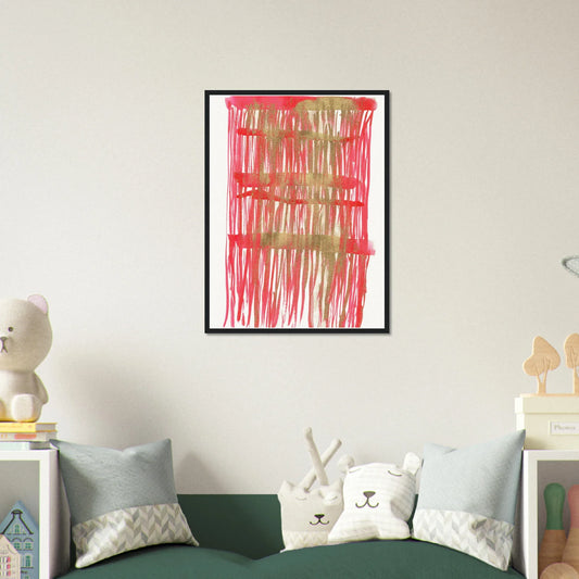 Affiche Encadrée Museum-Quality Matte Paper Wooden Framed Poste Red Waves - Laure Leprince - Artiste Peintre