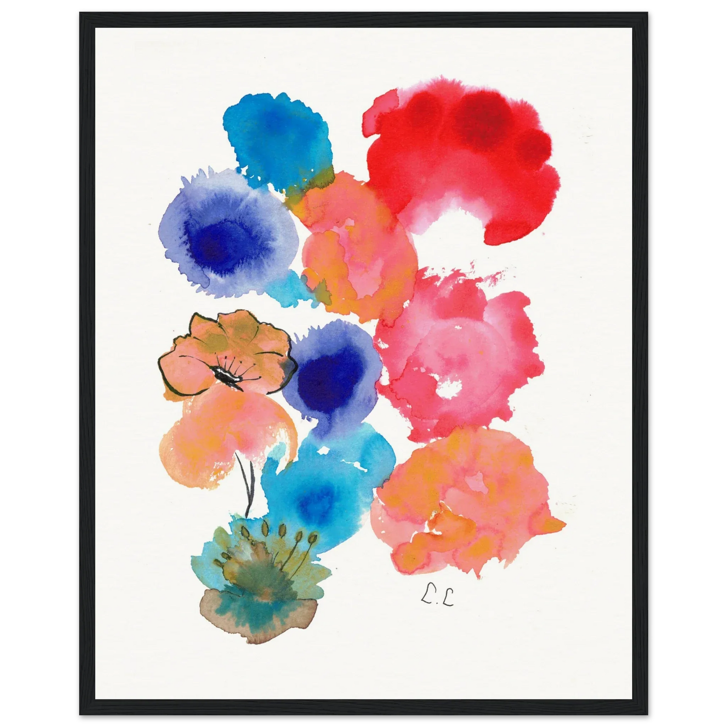 Museum-Quality Matte Paper Wooden Framed Poster Floraison pop - Laure Leprince - Artiste Peintre