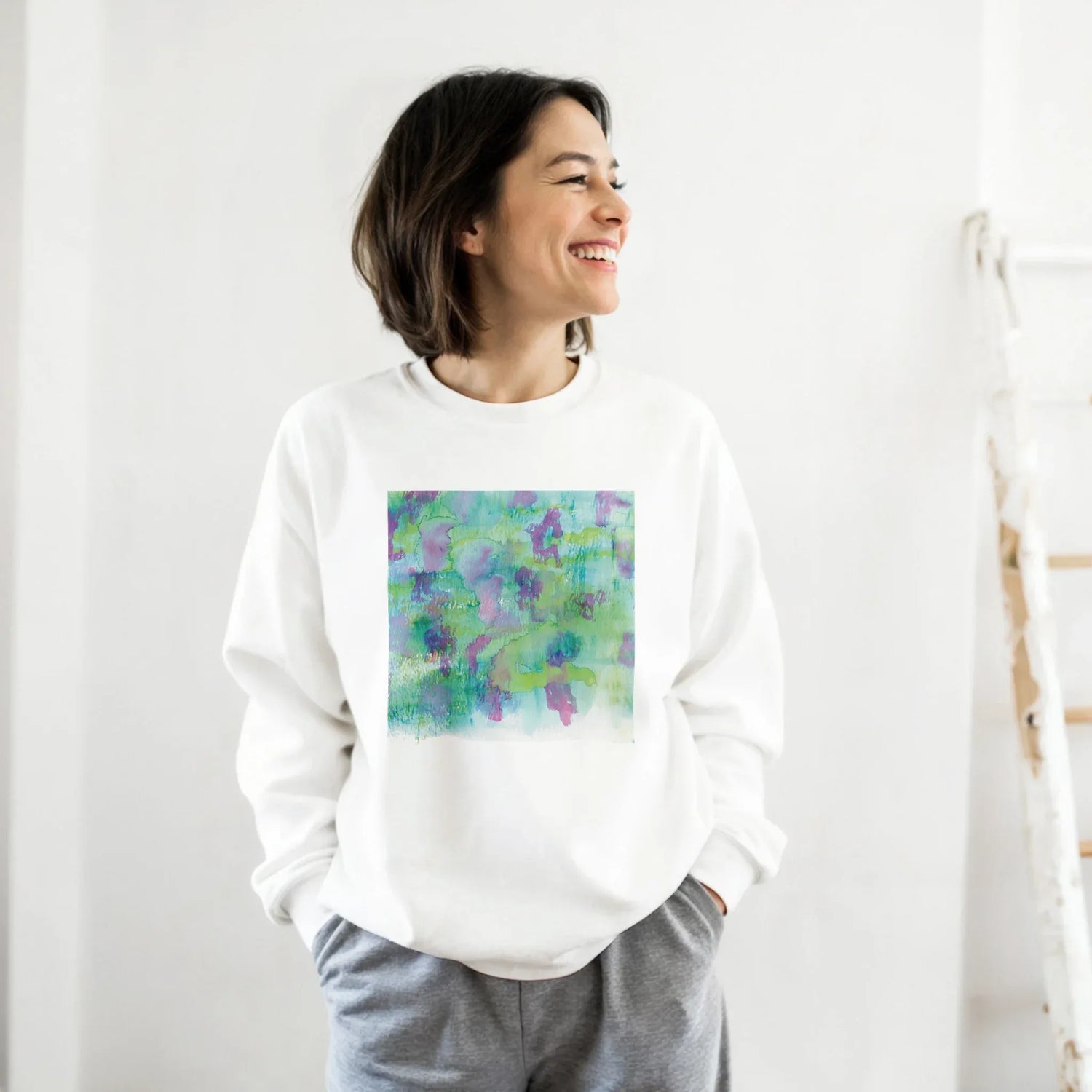 Sweatshirt Unisexe Classique Eclosions Sauvages – Impression Artistique Multicolore | Premium Cotton Blend - Laure Leprince - Artiste Peintre