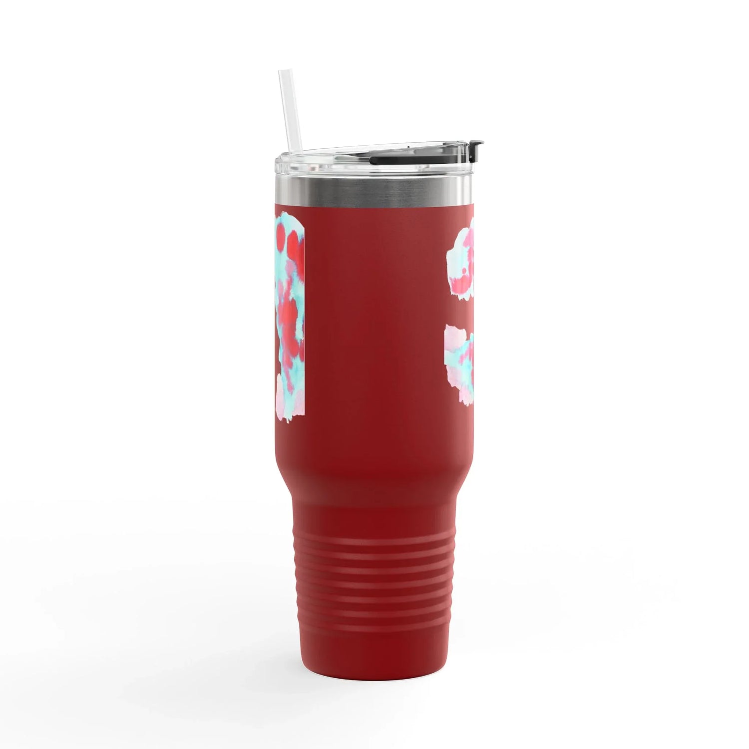 40oz Insulated Travel Mug – Brumes Carmin Watercolor Design - Laure Leprince - Artiste Peintre