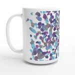 Mug en céramique blanche 44 cl Fagments indigo– Grand format, design et qualité durable - Laure Leprince - Artiste Peintre