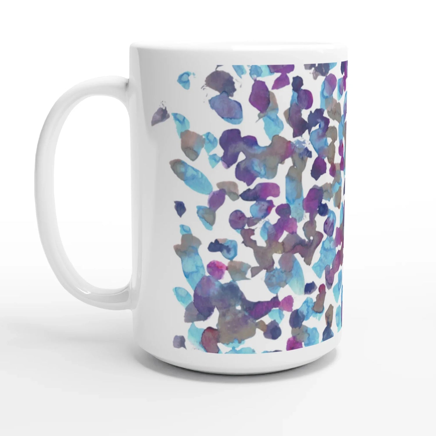 Mug en céramique blanche 44 cl Fagments indigo– Grand format, design et qualité durable - Laure Leprince - Artiste Peintre