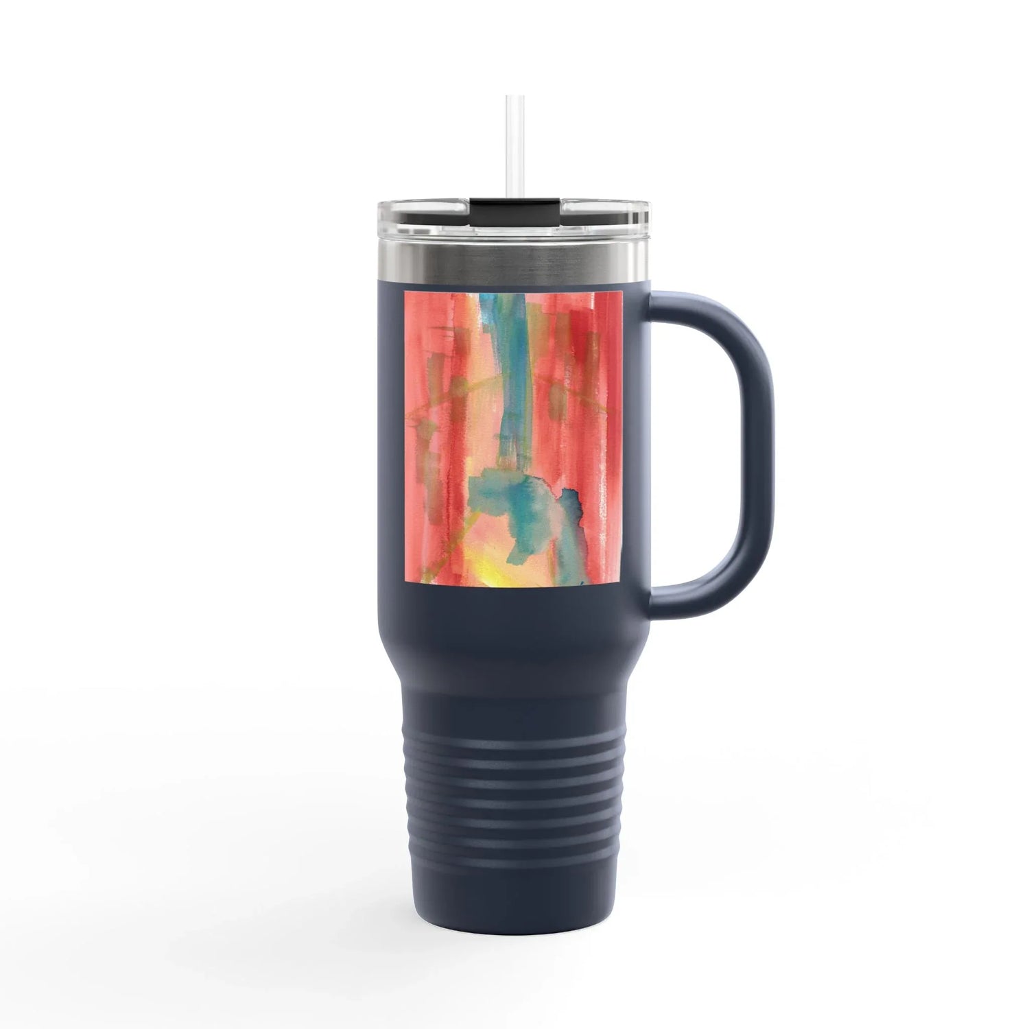 40oz Insulated Travel Mug –Color Surge Watercolor Design - Laure Leprince - Artiste Peintre