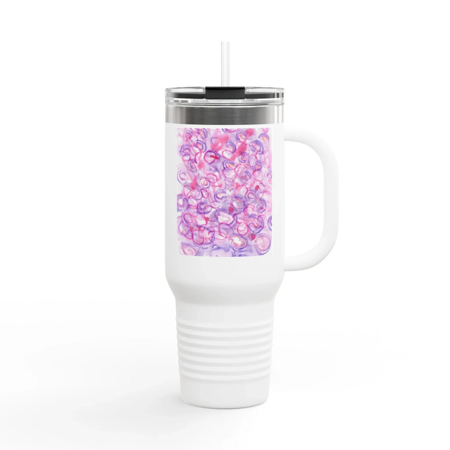 40oz Insulated Travel Mug – Floraison Intime Watercolor Design - Laure Leprince - Artiste Peintre