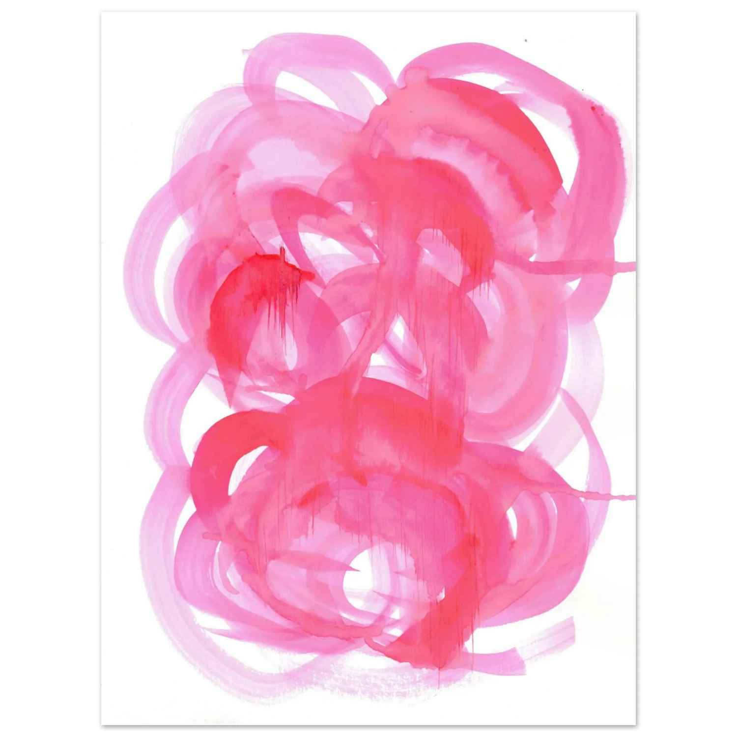 Abstract Pink Swirls Watercolor Poster - Vibrant Modern Art Print on Premium Matte Paper - Laure Leprince - Artiste Peintre