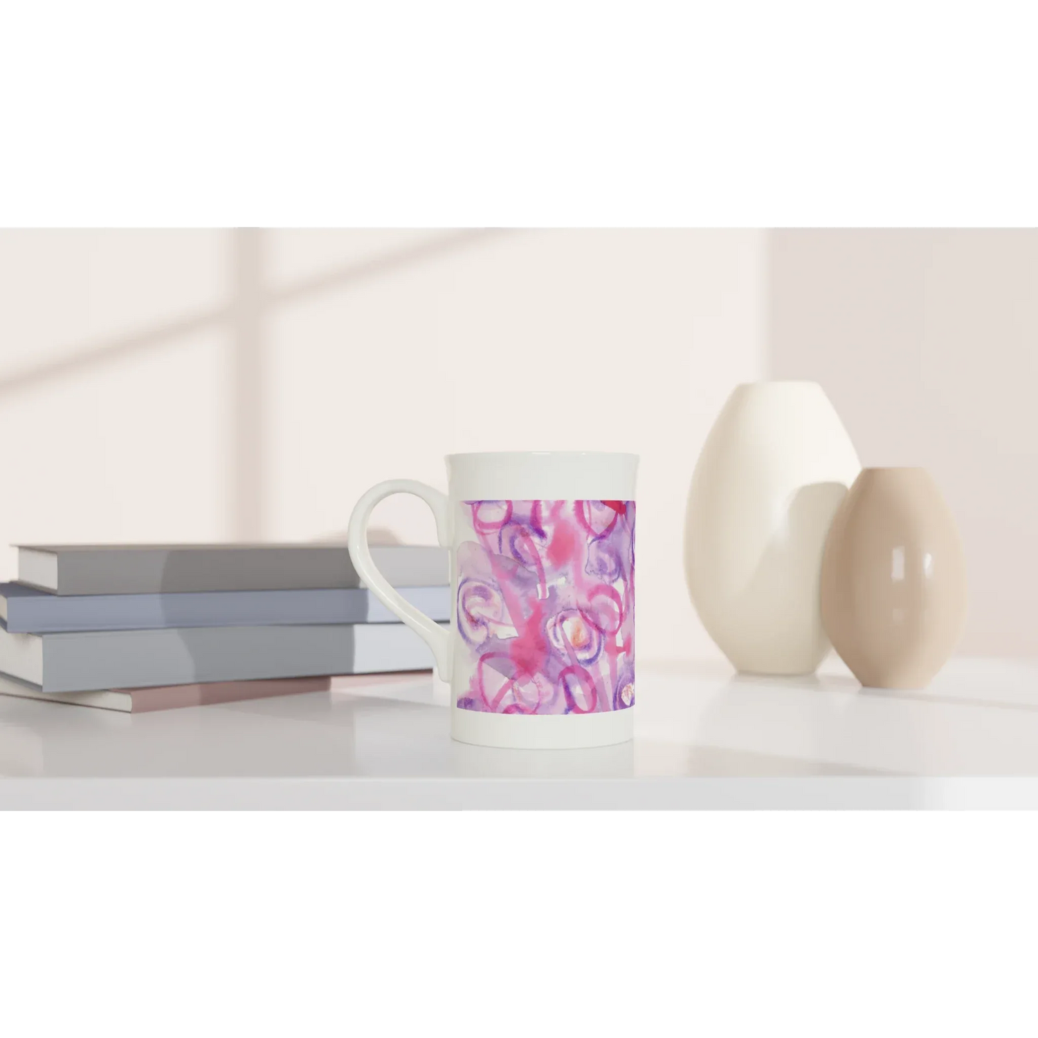 Mug en porcelaine blanche 30 cl Floraison Intime– Élégance et finesse intemporelle - Laure Leprince - Artiste Peintre