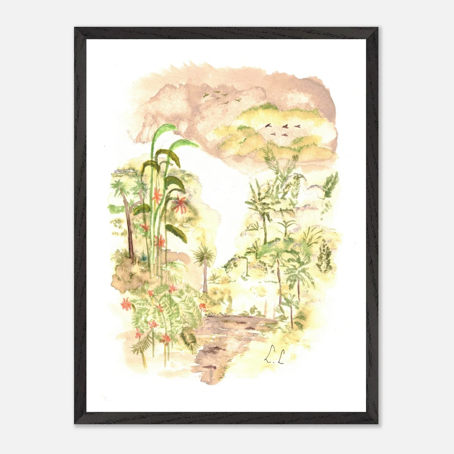 Premium Wooden Framed Poster With Premium Matte Paper Jungle - Laure Leprince - Artiste Peintre