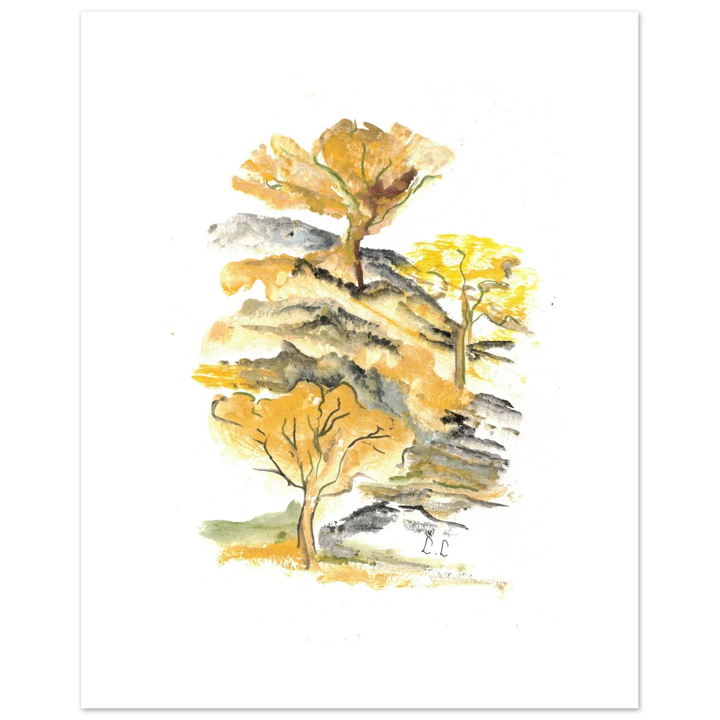 Affiche premium sur papier mat Colline d'Or – Art mural de qualité supérieure - Laure Leprince - Artiste Peintre