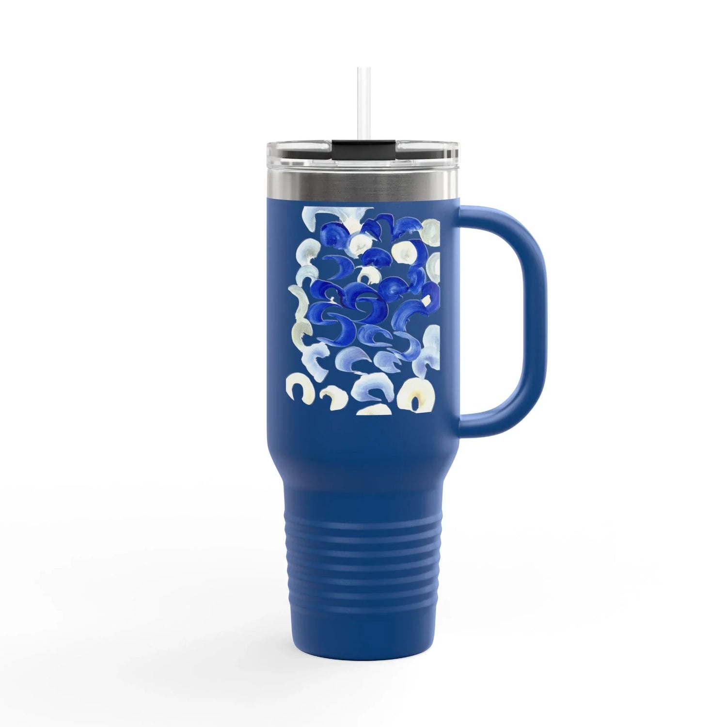 40oz Insulated Travel Mug – Blue Swirls Watercolor Design - Laure Leprince - Artiste Peintre