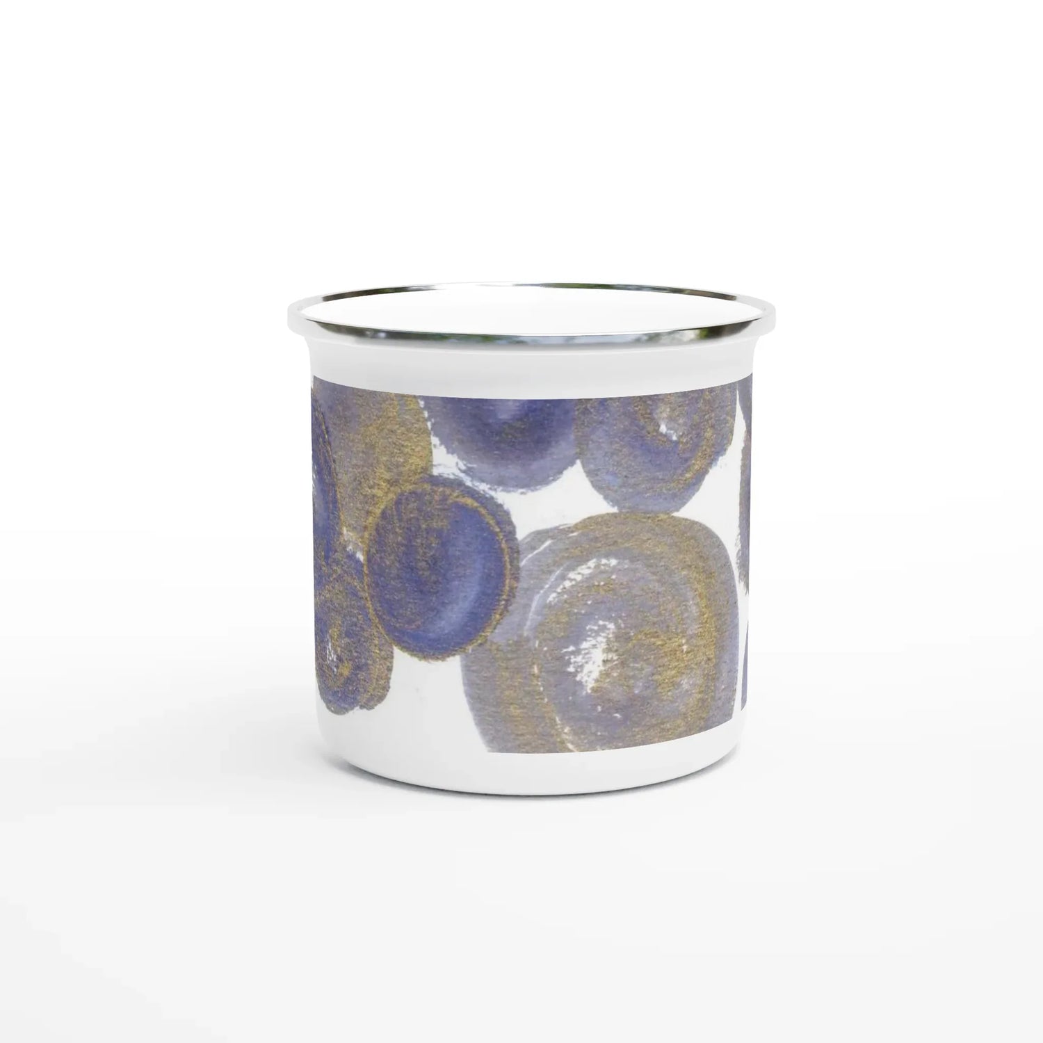 Mug en émail blanc 35 cl Sphères – Léger, vintage et résistant - Laure Leprince - Artiste Peintre