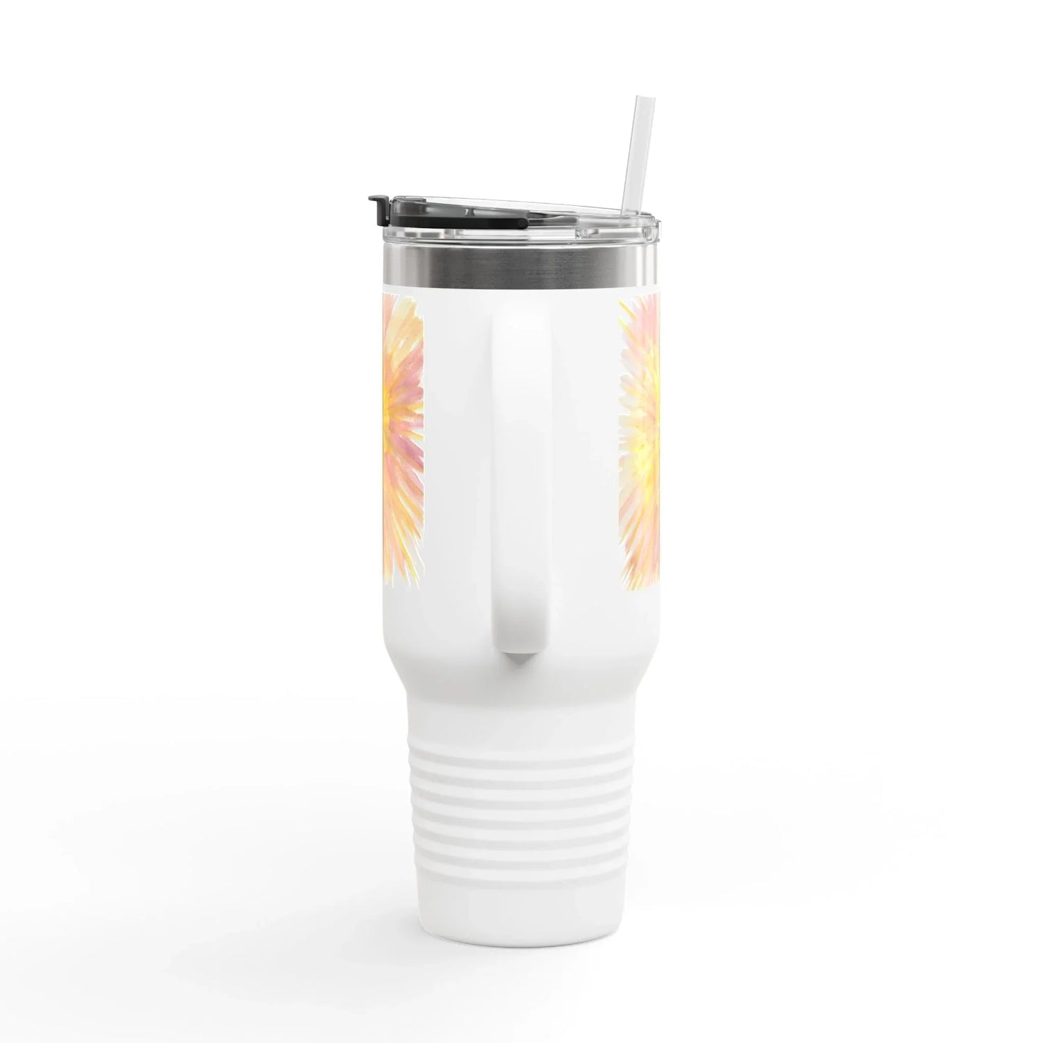 40oz Insulated Travel Mug – Solar Bloom Watercolor Design - Laure Leprince - Artiste Peintre