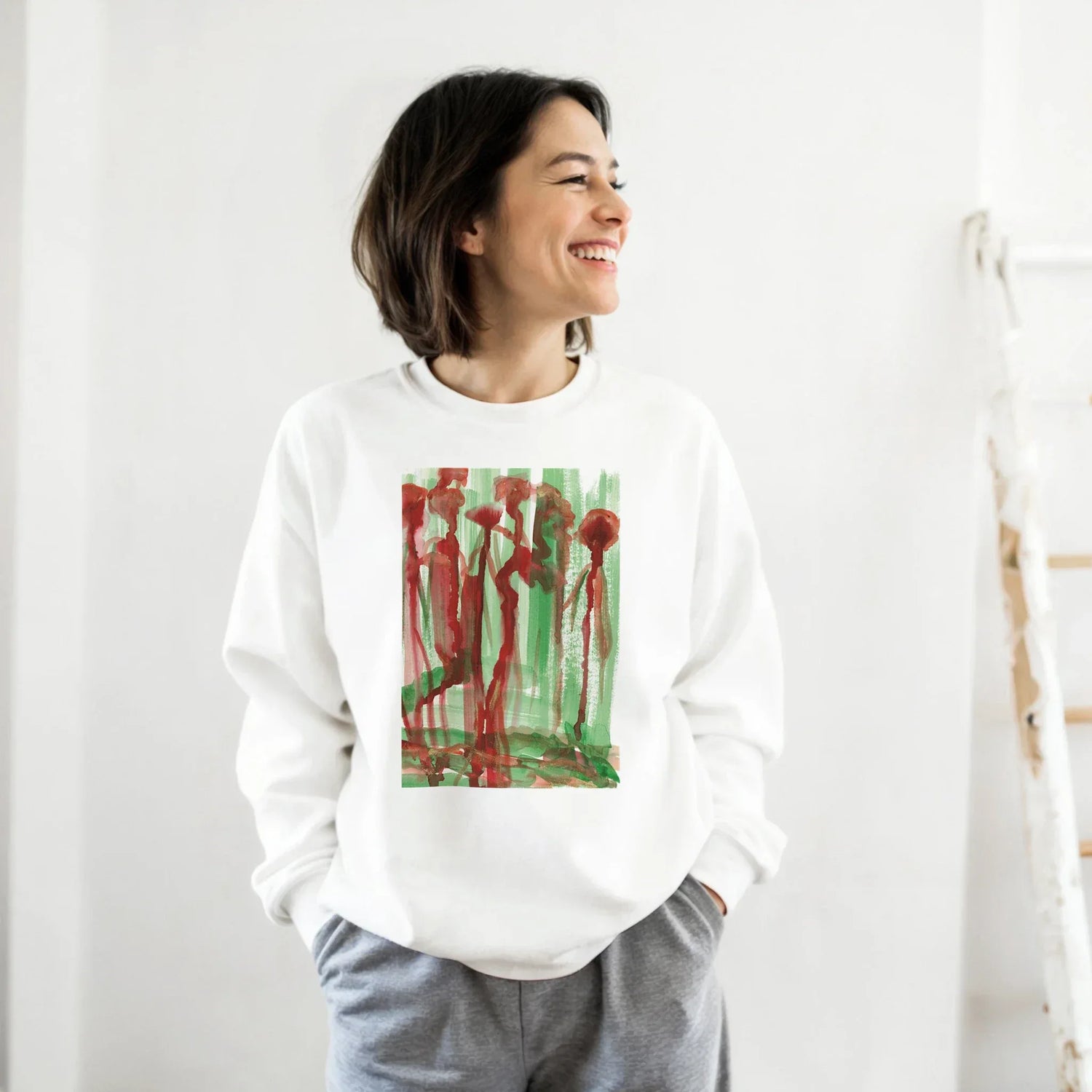 Sweatshirt Unisexe Classique Forest Choir – Impression Artistique Multicolore - Laure Leprince - Artiste Peintre