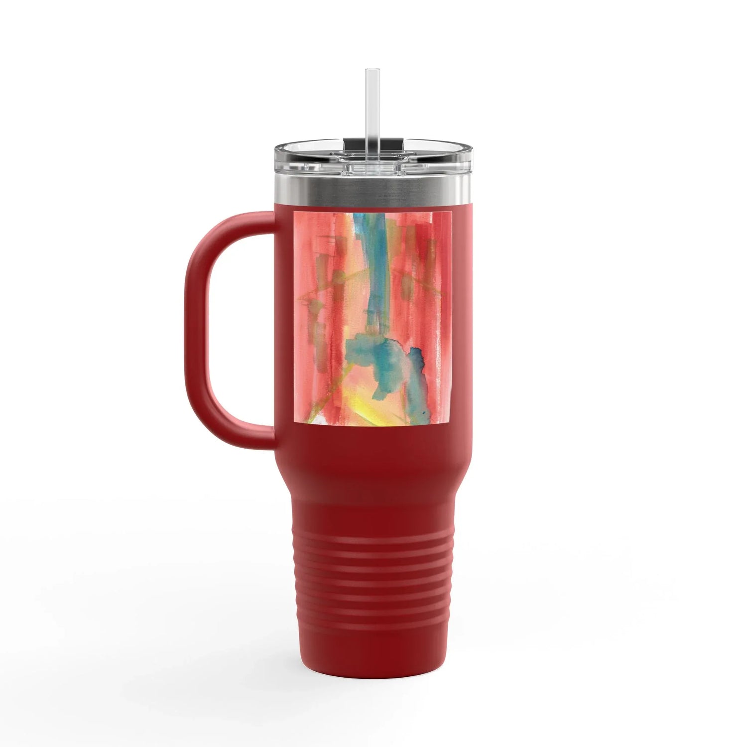 40oz Insulated Travel Mug –Color Surge Watercolor Design - Laure Leprince - Artiste Peintre