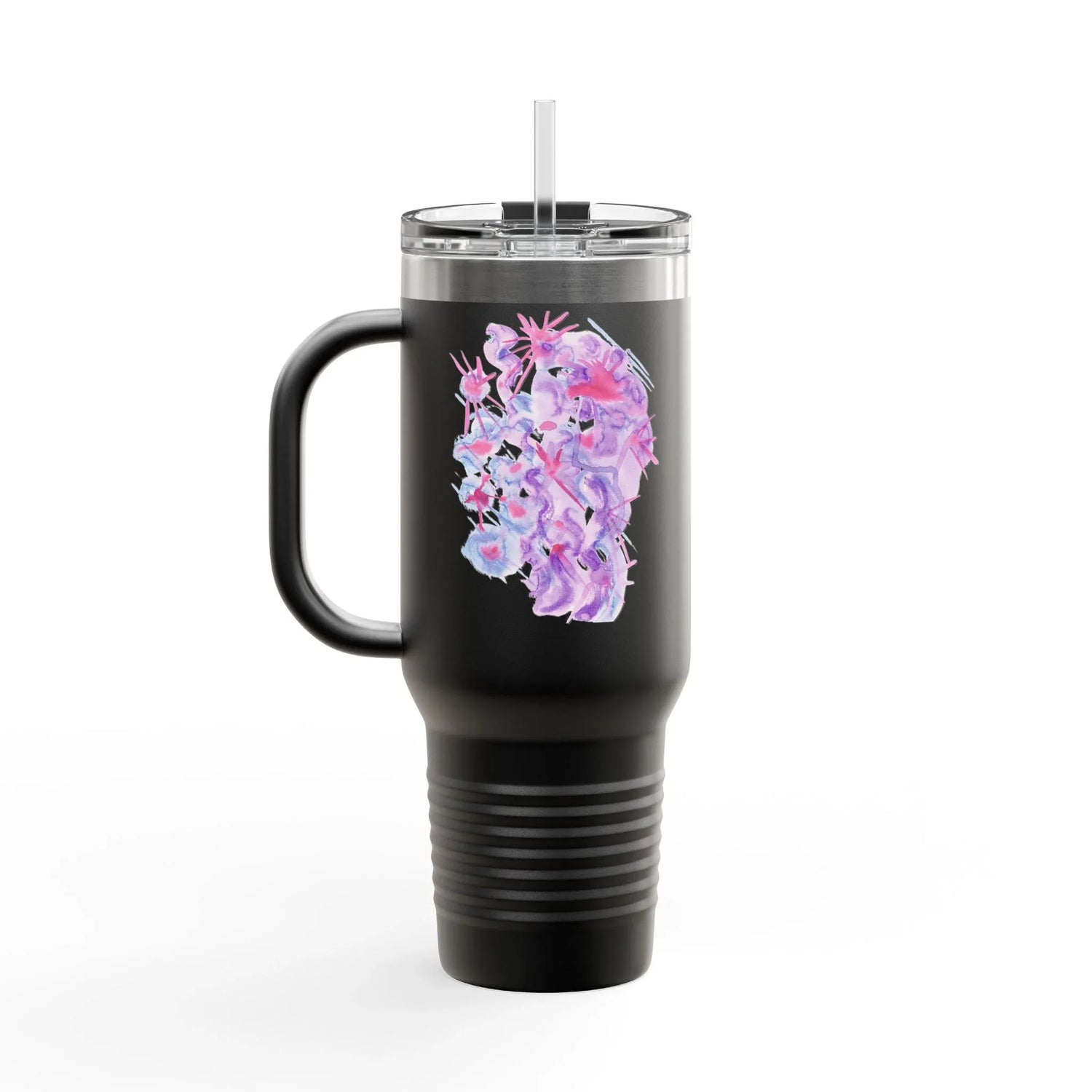 40oz Insulated Travel Mug – Nebuleuse Pourpre Watercolor Design - Laure Leprince - Artiste Peintre