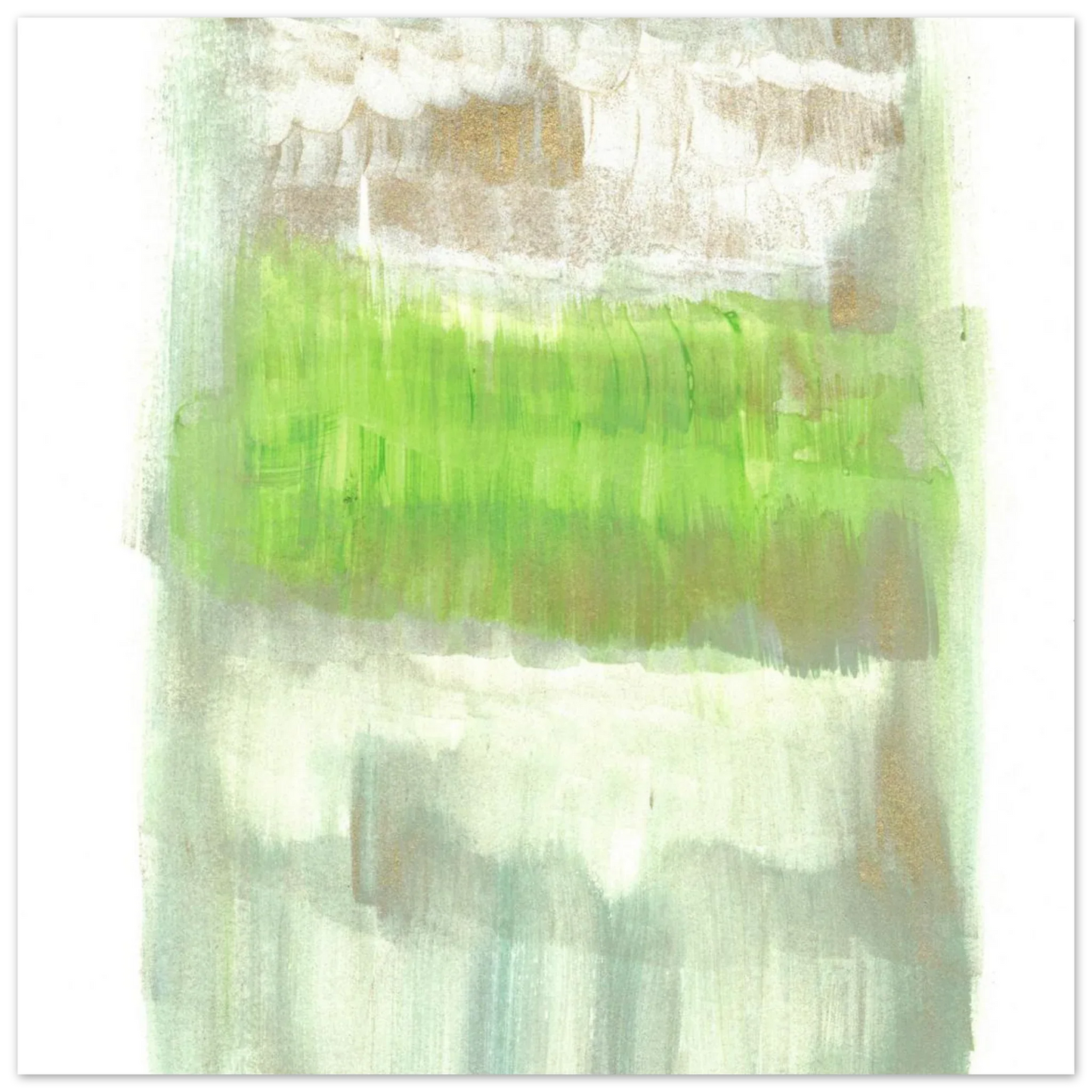 Abstract Spring Meadow with Gold Shimmer - Premium Matte Paper Poster RDJ3-1 - Laure Leprince - Artiste Peintre