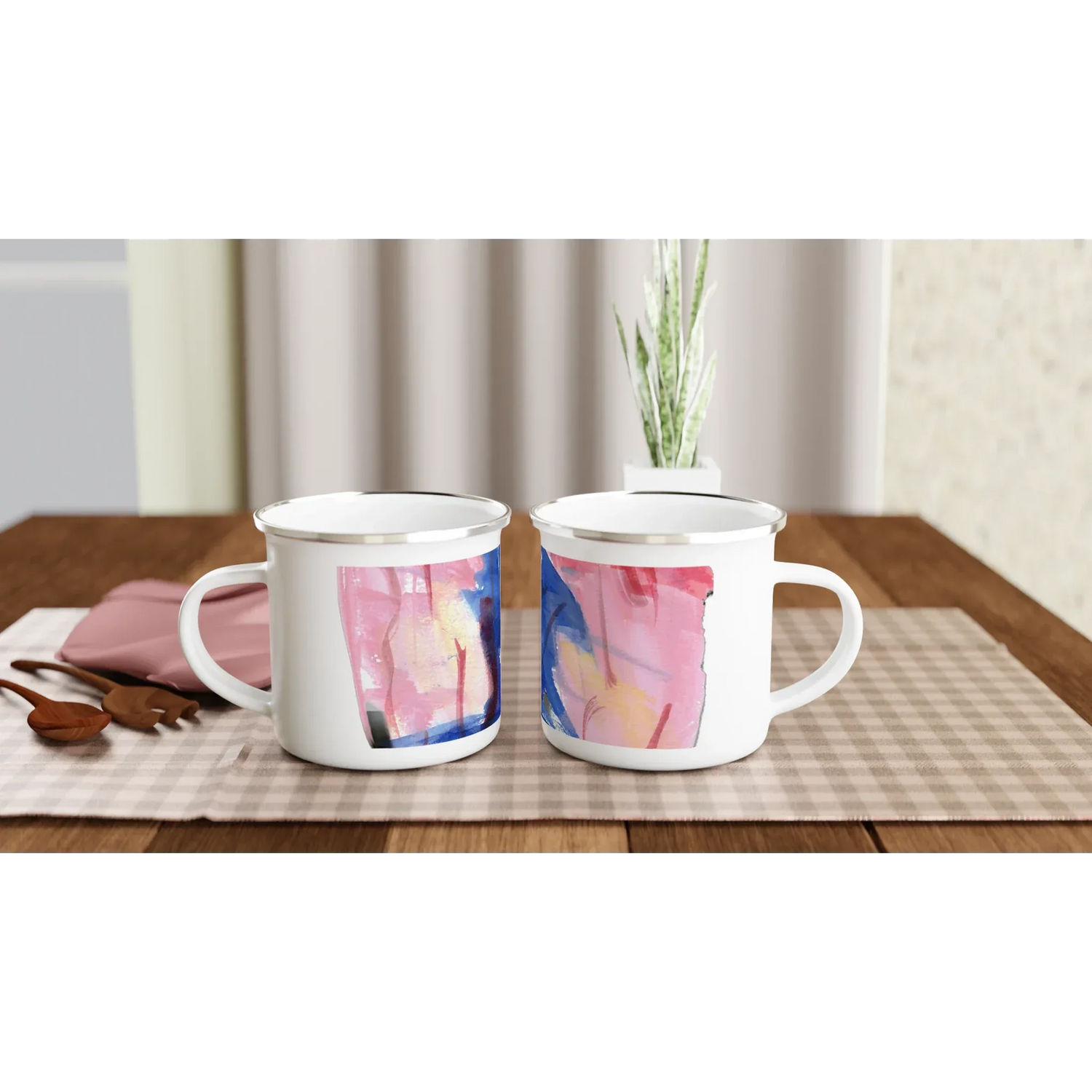 Mug en émail blanc 35 cl City Midnight Siren – Léger, vintage et résistant - Laure Leprince - Artiste Peintre