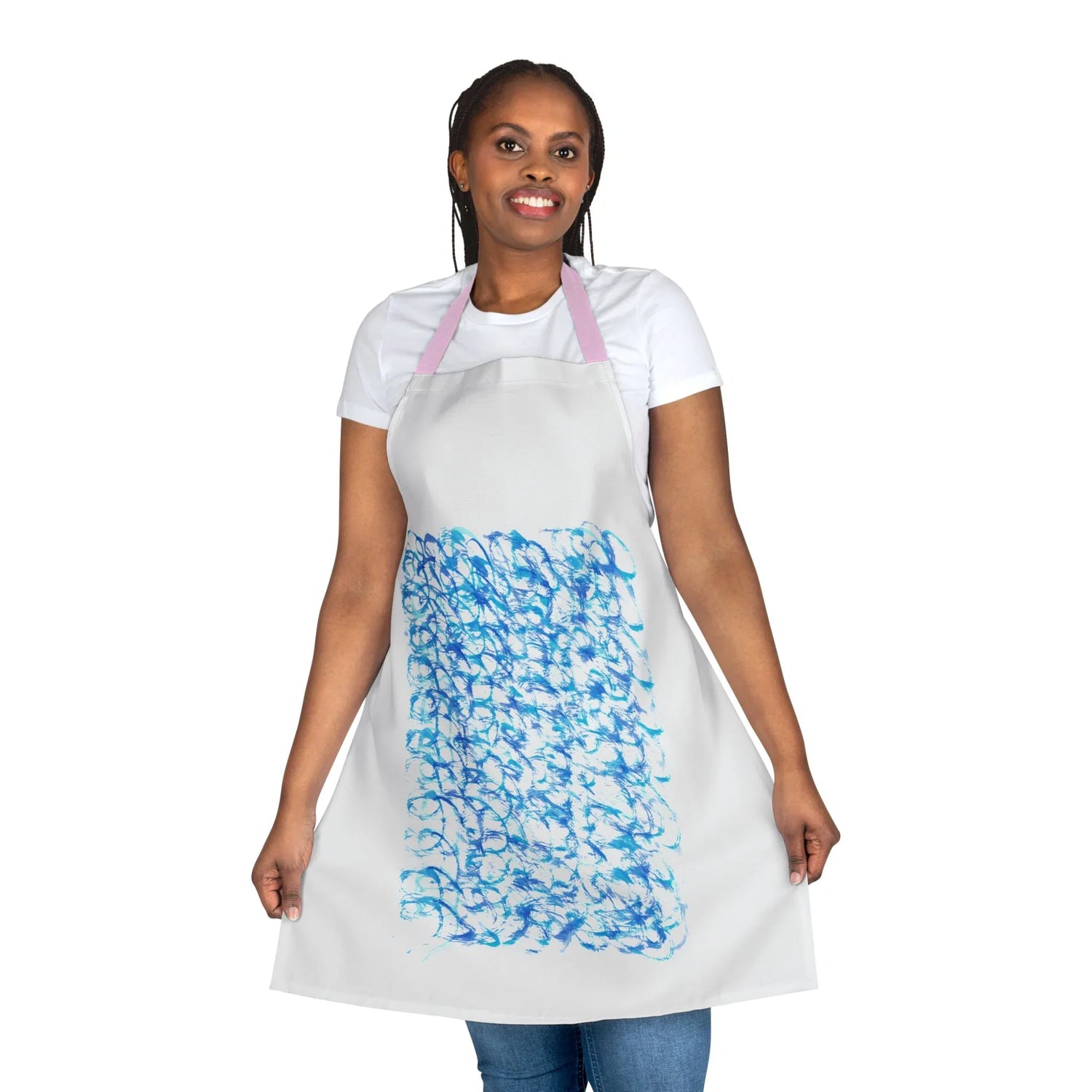 Abstract Apron Blue Waves – Artistic Kitchen Chef Gift - Laure Leprince - Artiste Peintre