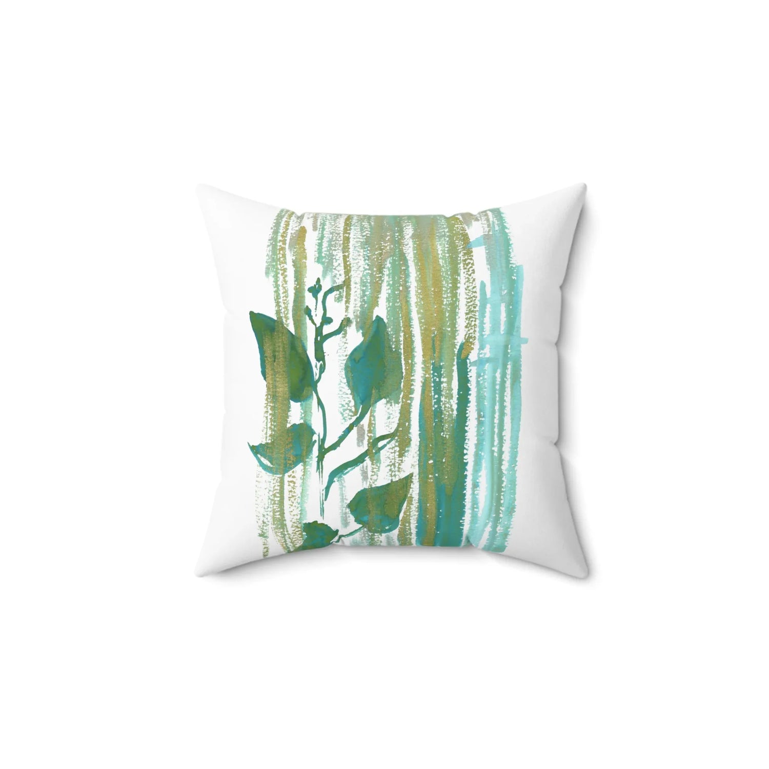 Square Throw Pillow Veine Verte — Minimal Brushstroke Accent - Laure Leprince - Artiste Peintre