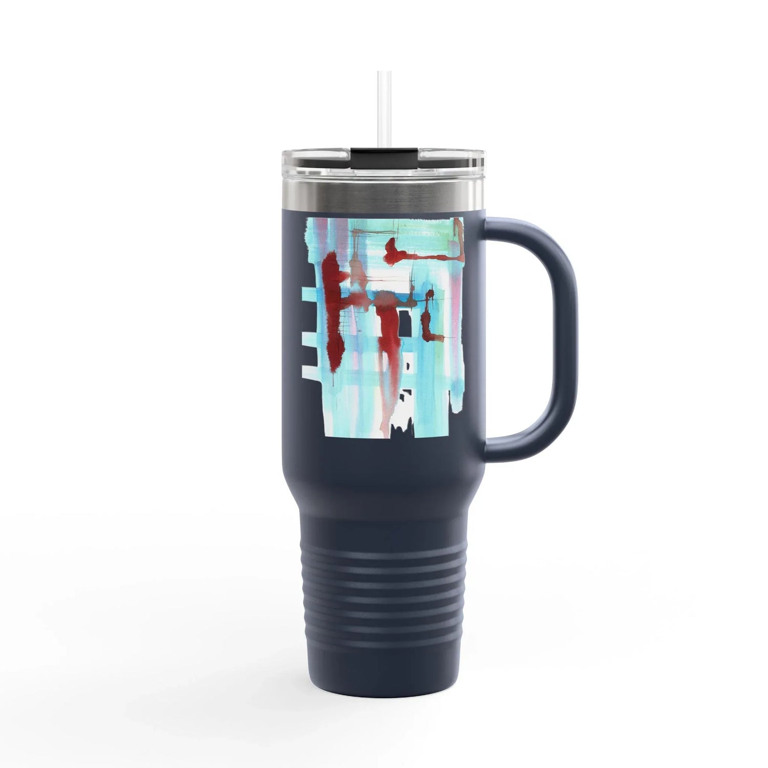 40oz Insulated Travel Mug – Stuctures Liquides Watercolor Design - Laure Leprince - Artiste Peintre