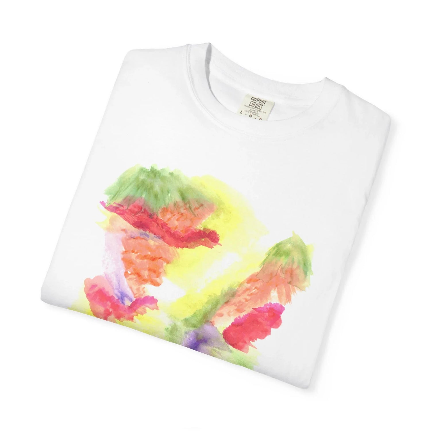 Abstract Eclosion Chromatique T-Shirt — Bright Watercolor Square Art Tee - Laure Leprince - Artiste Peintre