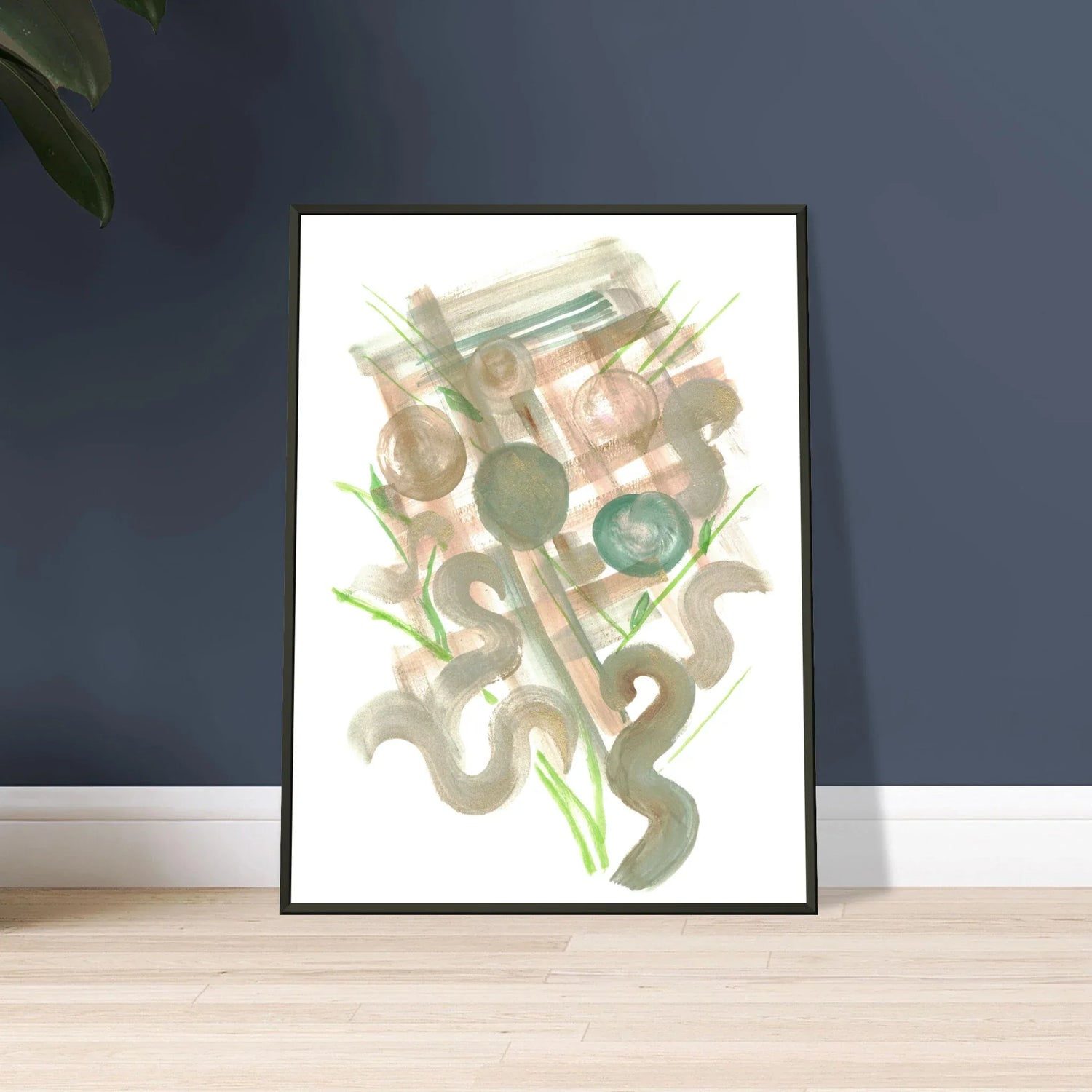 Classic Semi-Glossy Paper Metal Framed Poste Moss Geometry - Laure Leprince - Artiste Peintre